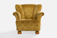 Designer svedese, sedia da salotto, velluto, legno, Svezia, anni '1940