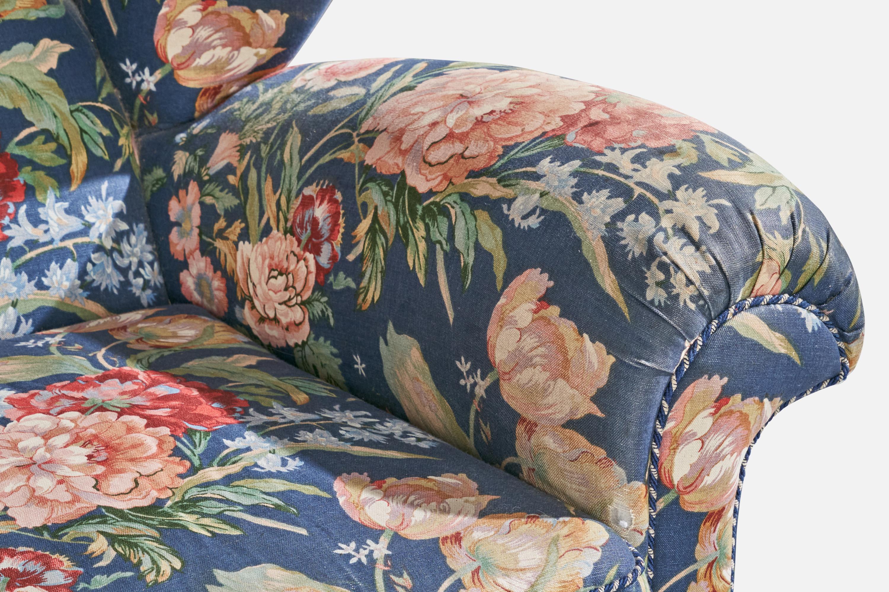 Designer suédois, chaise longue, bois, tissu, Suède, années 1930 en vente 3