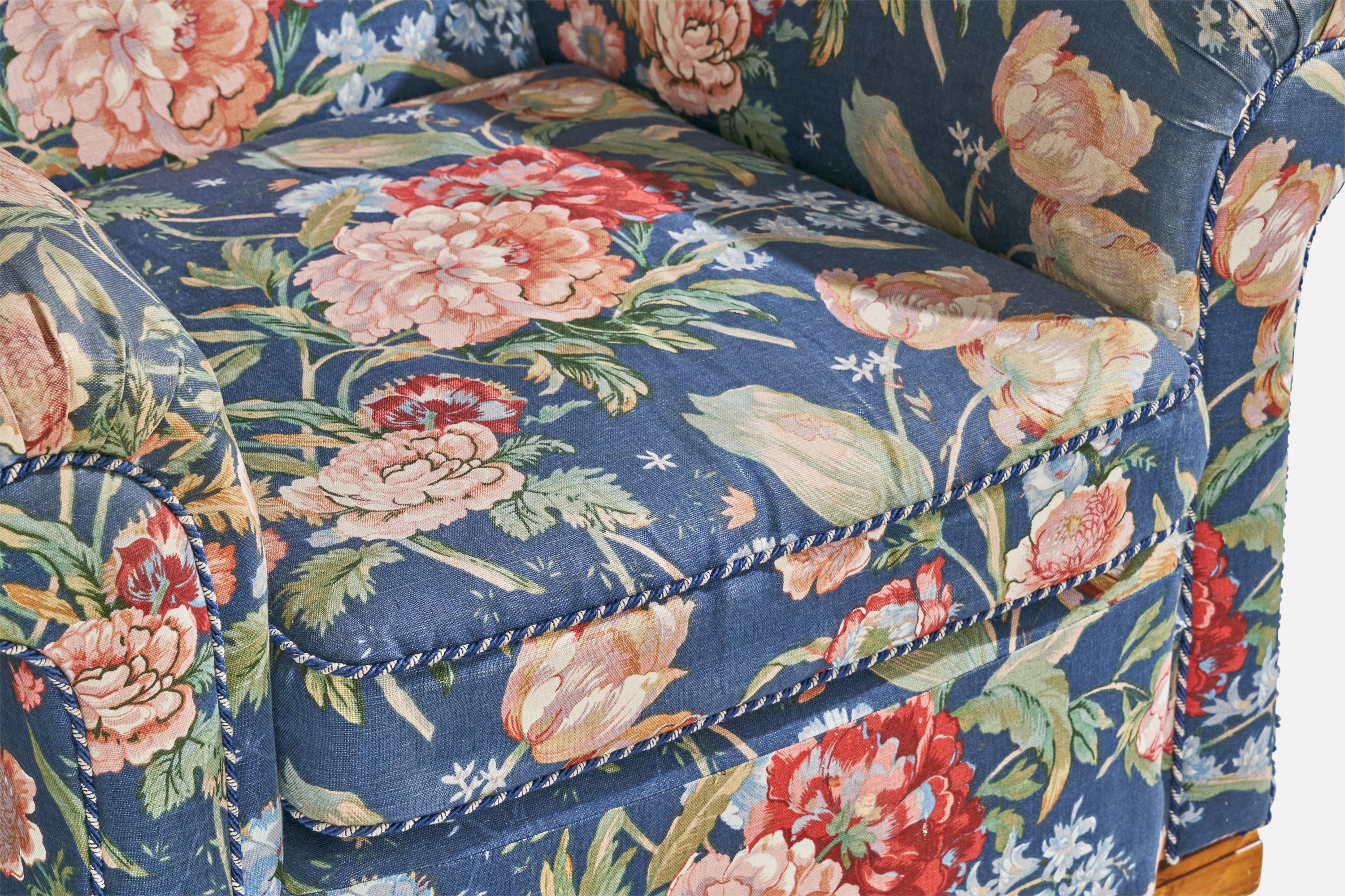 Designer suédois, chaise longue, bois, tissu, Suède, années 1930 en vente 4
