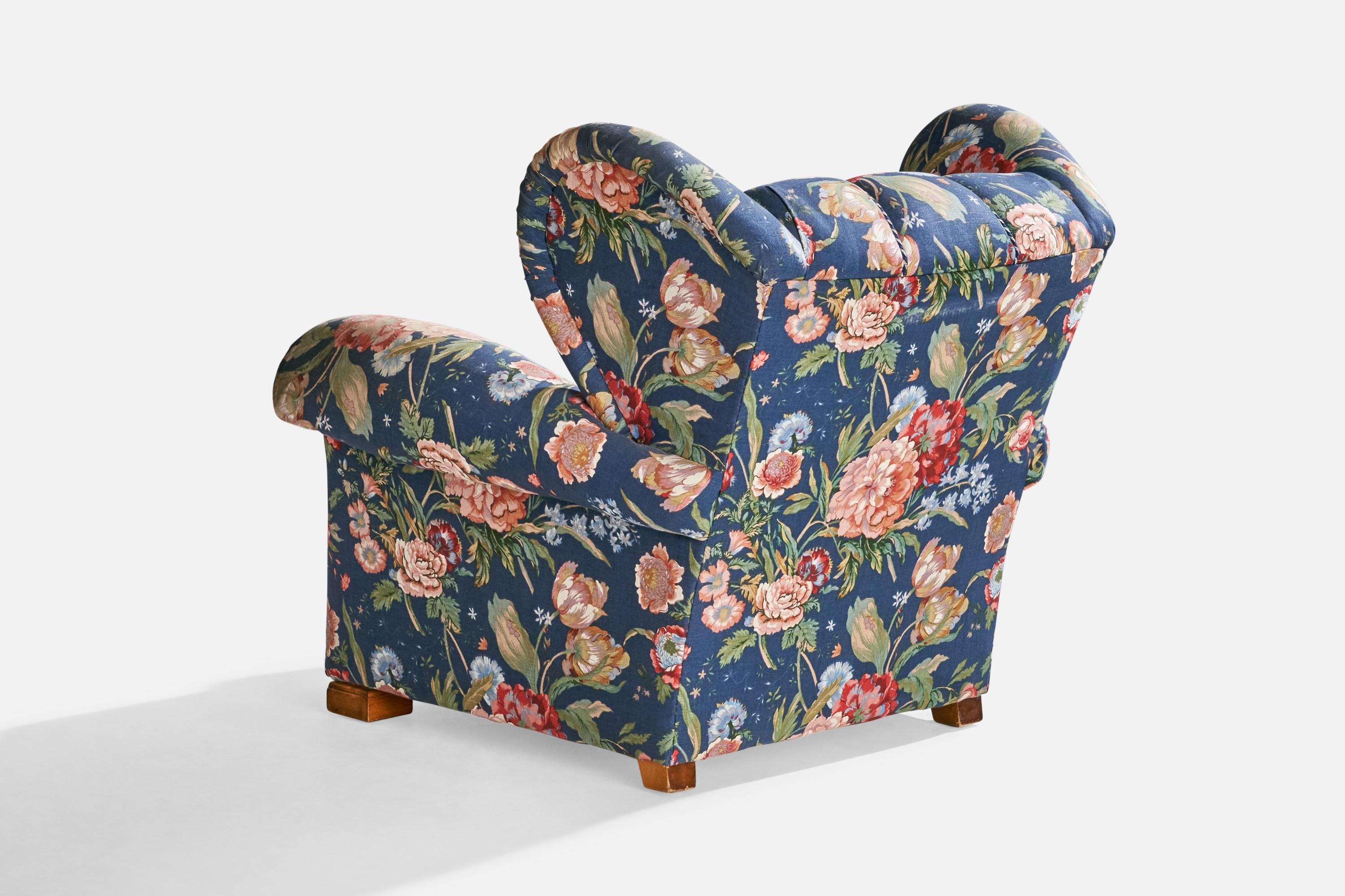 Suédois Designer suédois, chaise longue, bois, tissu, Suède, années 1930 en vente