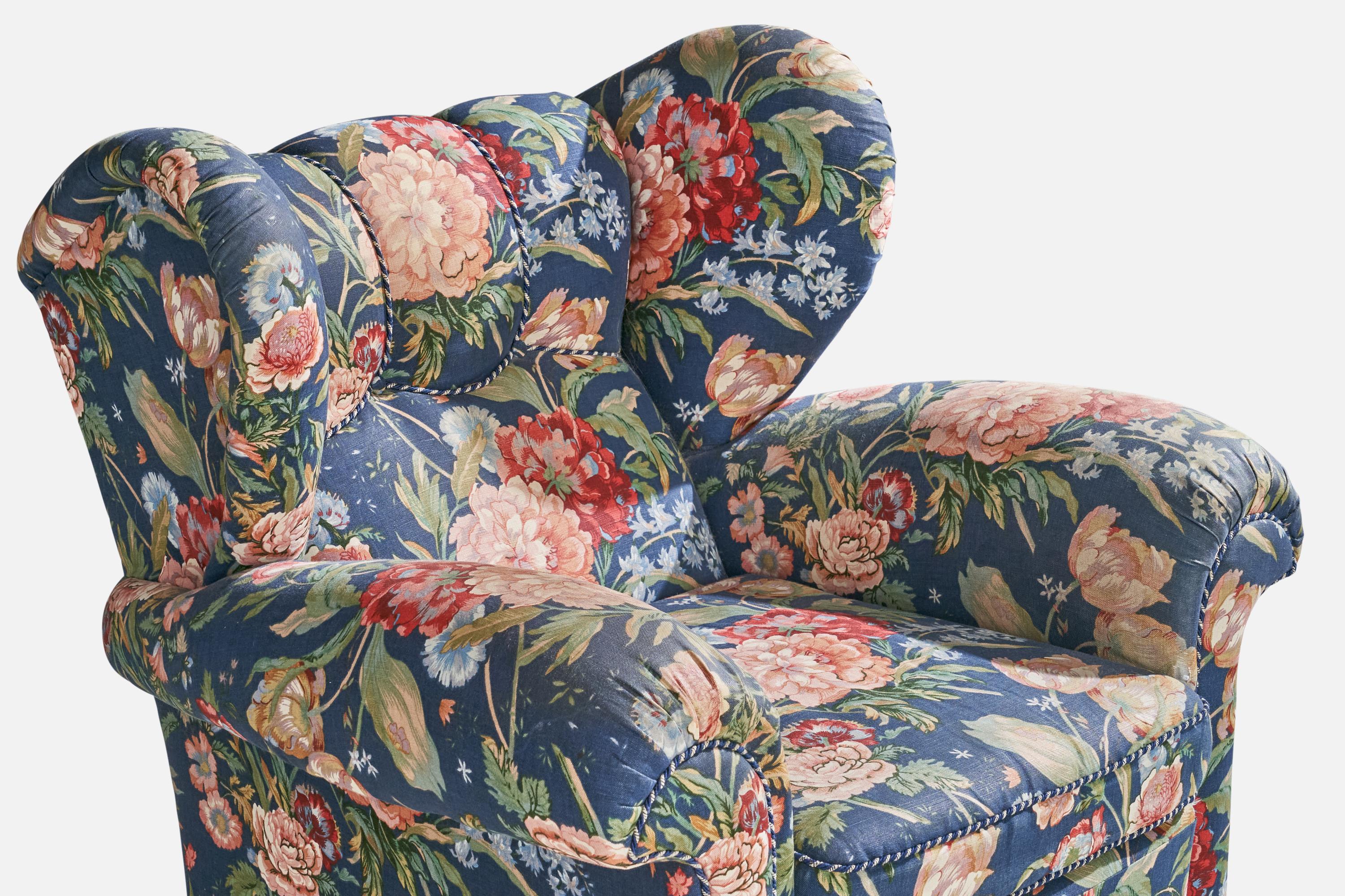 Milieu du XXe siècle Designer suédois, chaise longue, bois, tissu, Suède, années 1930 en vente