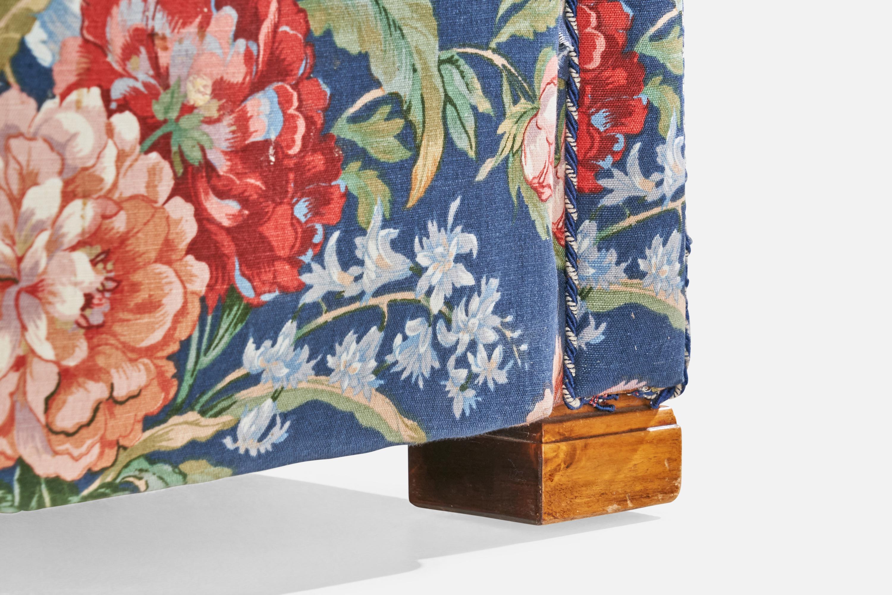 Designer suédois, chaise longue, bois, tissu, Suède, années 1930 en vente 1