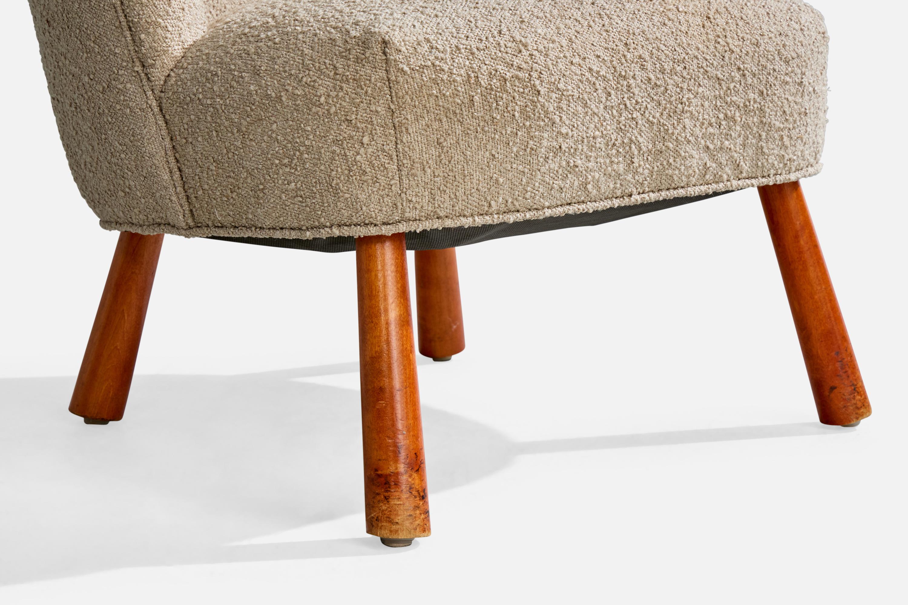 Designer suédois, chaise longue, bois, tissu, Suède, années 1940 en vente 3