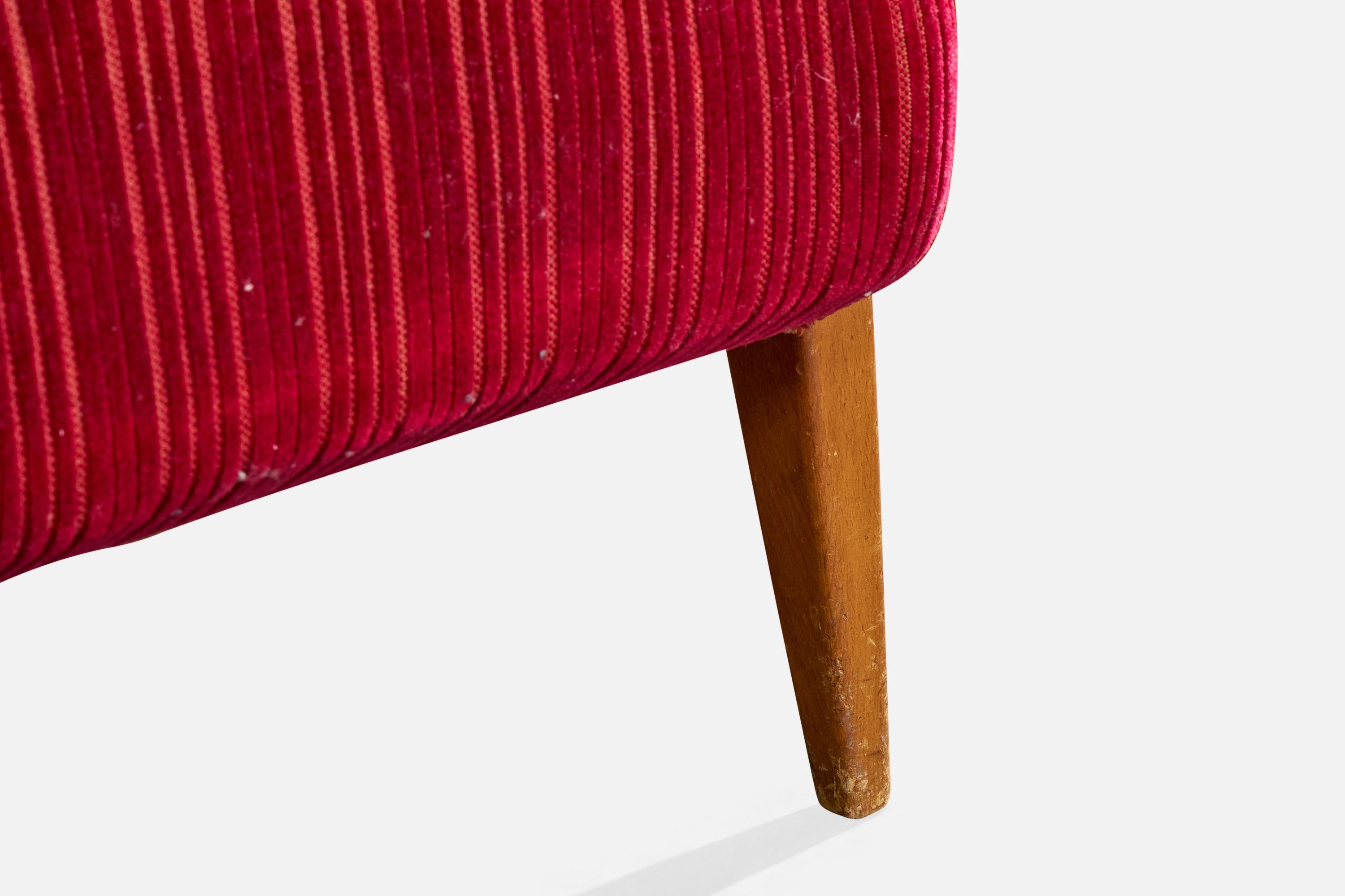 Designer suédois, chaise longue, bois, tissu, Suède, années 1940 en vente 5