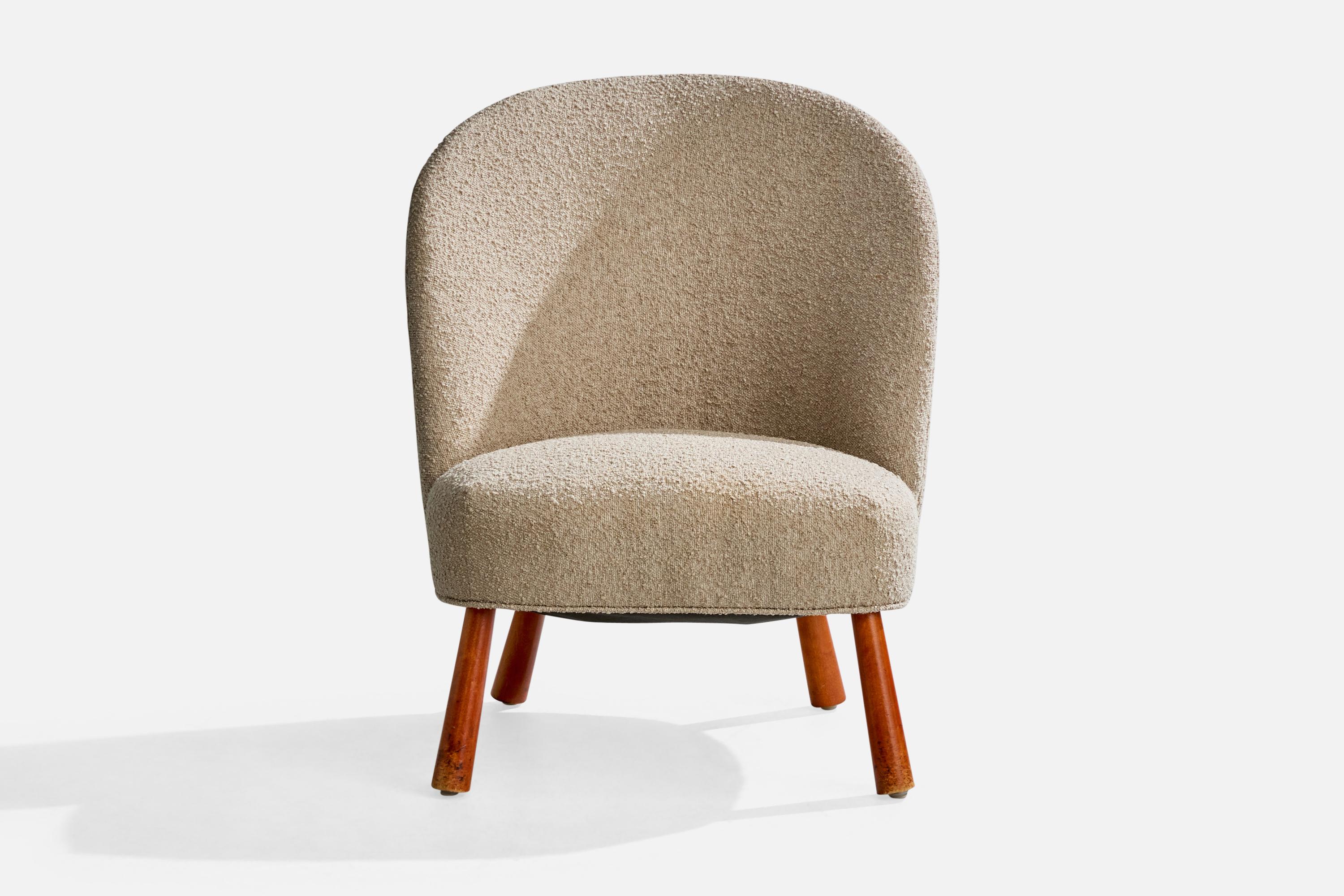 Scandinave moderne Designer suédois, chaise longue, bois, tissu, Suède, années 1940 en vente