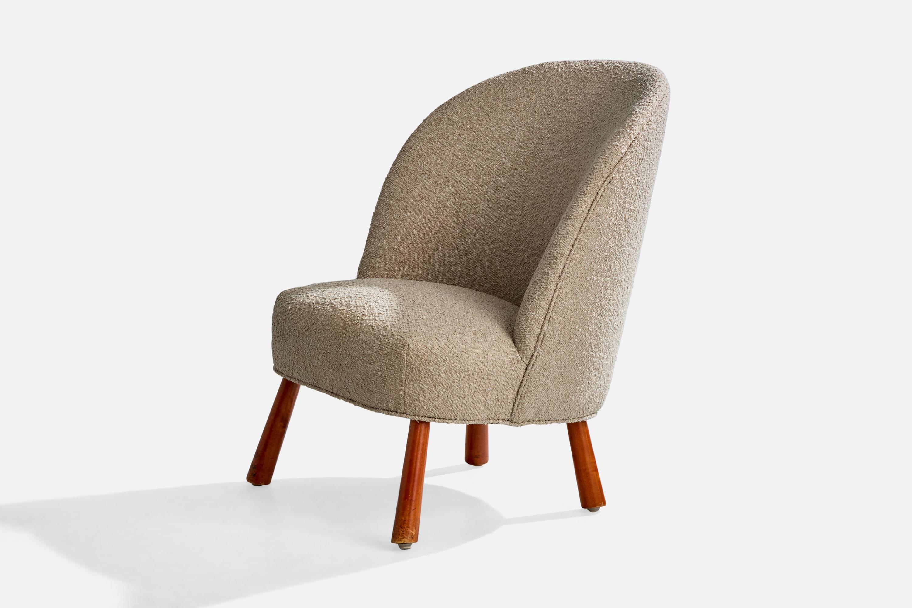 Suédois Designer suédois, chaise longue, bois, tissu, Suède, années 1940 en vente