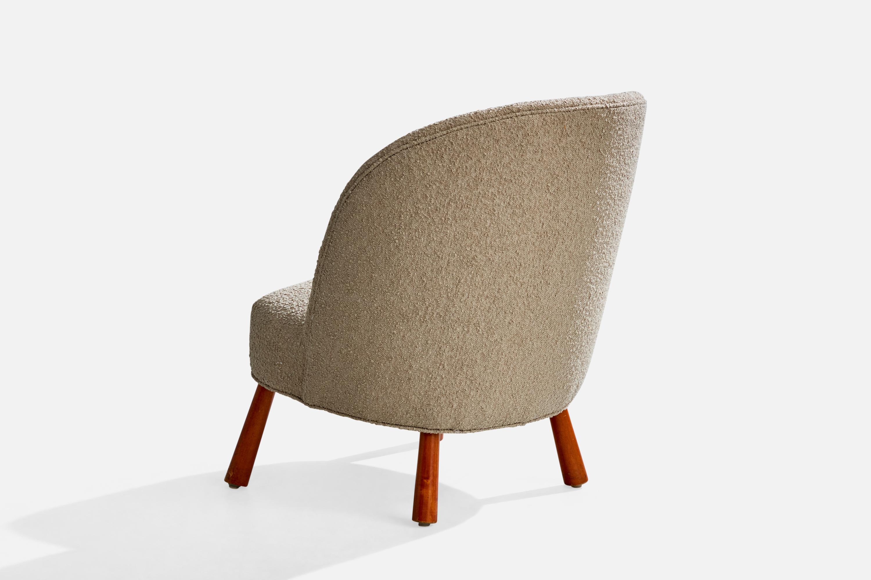 Designer suédois, chaise longue, bois, tissu, Suède, années 1940 Bon état - En vente à High Point, NC