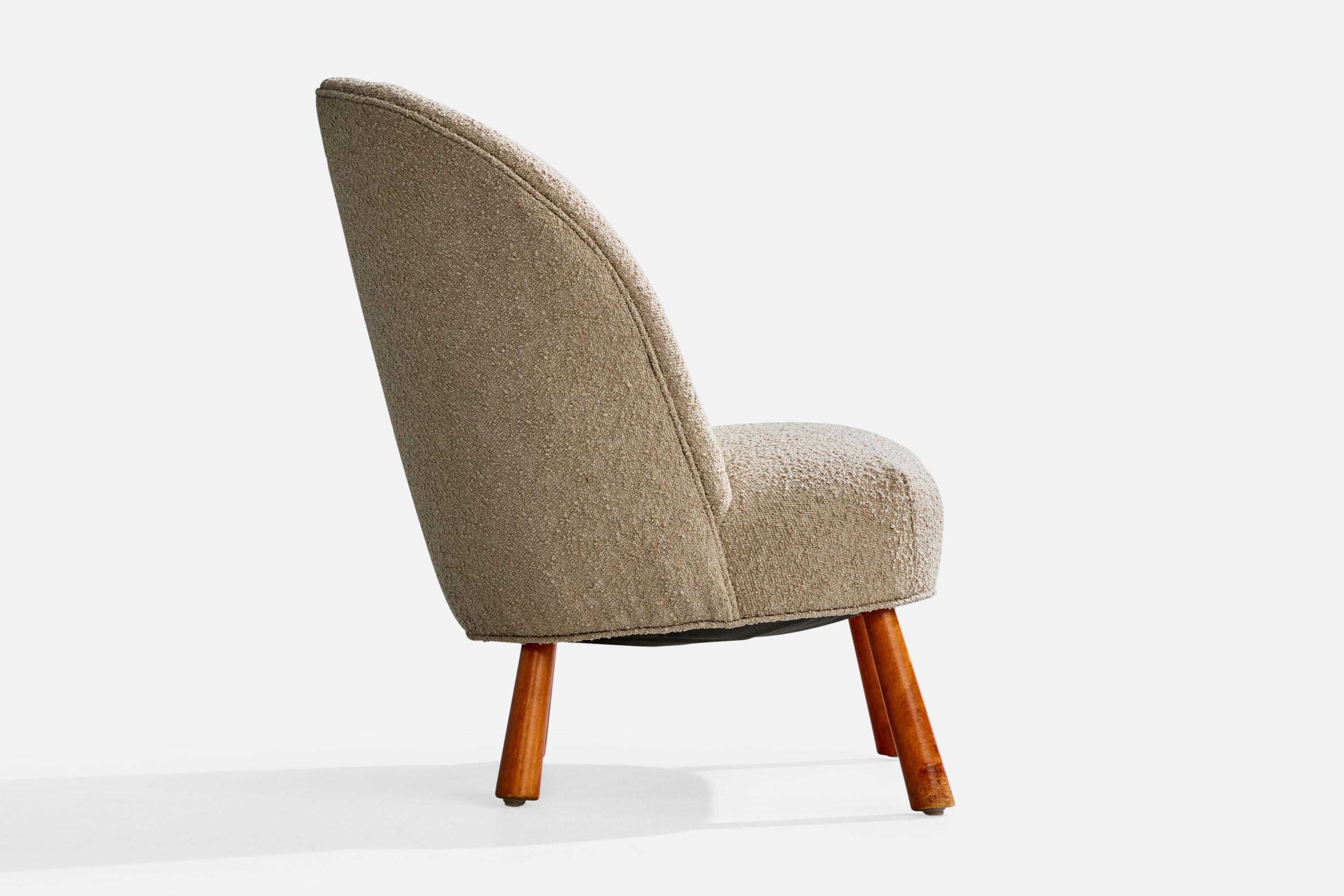 Milieu du XXe siècle Designer suédois, chaise longue, bois, tissu, Suède, années 1940 en vente