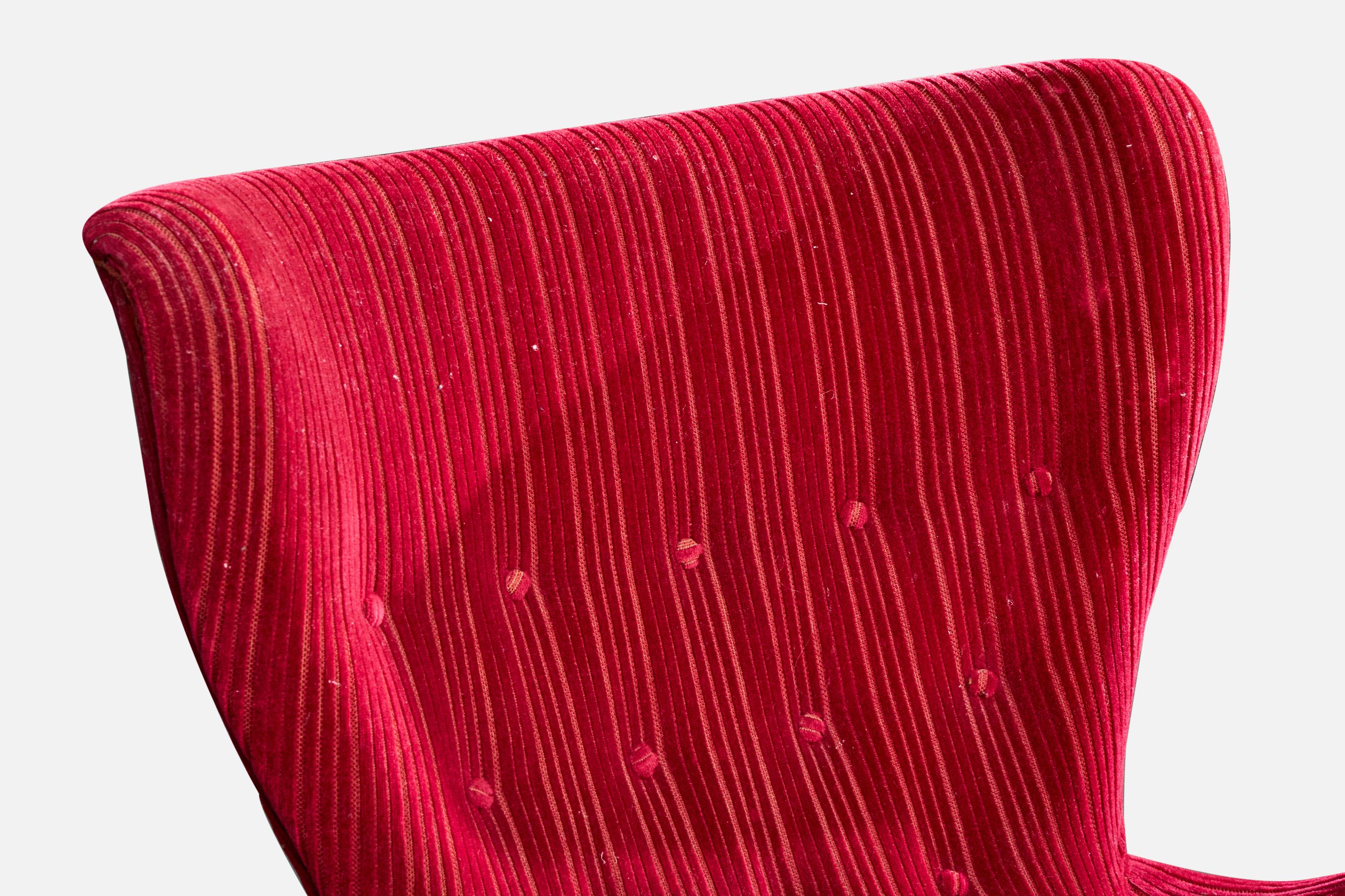 Designer suédois, chaise longue, bois, tissu, Suède, années 1940 en vente 1