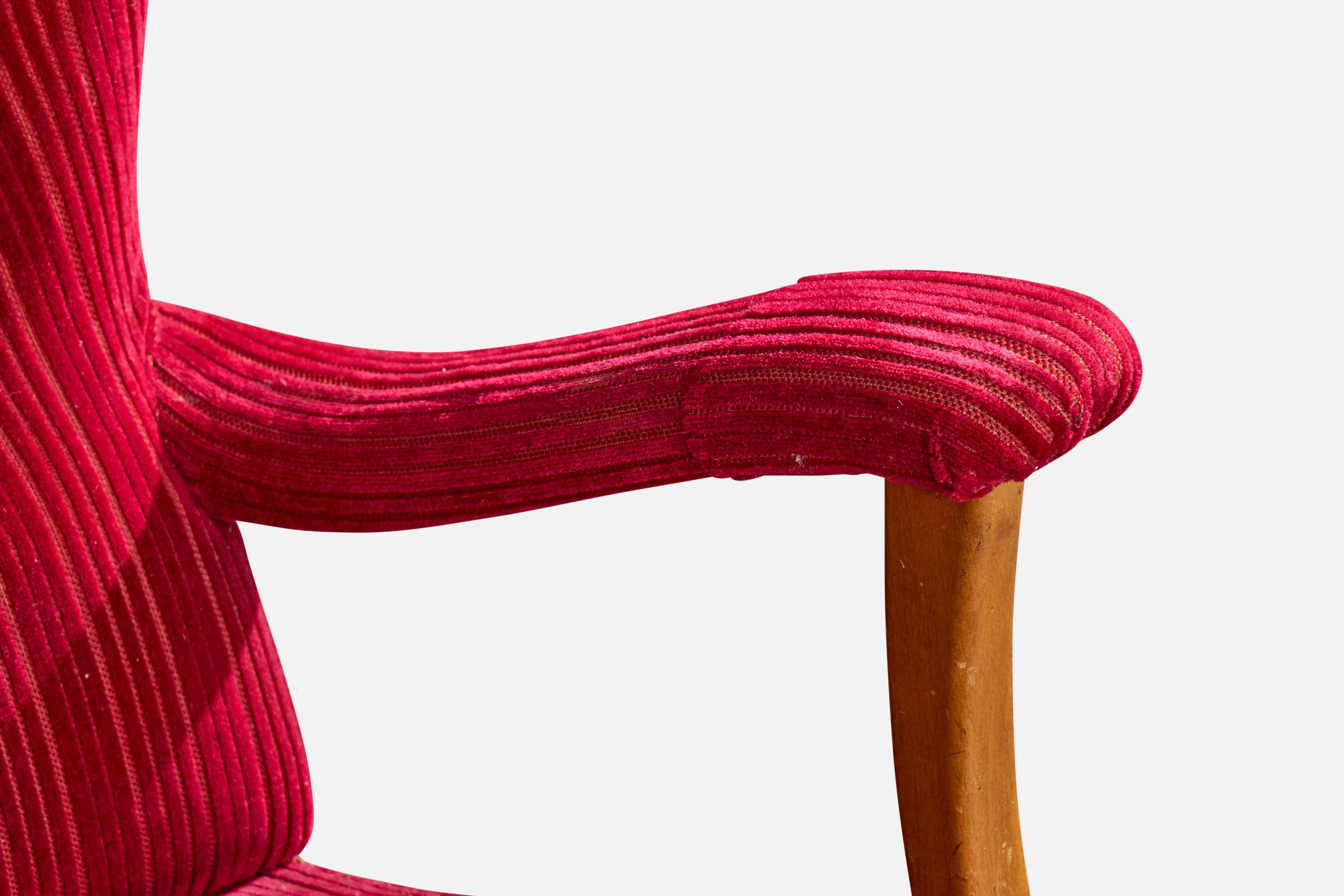 Designer suédois, chaise longue, bois, tissu, Suède, années 1940 en vente 2