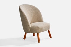 Designer suédois, chaise longue, bois, tissu, Suède, années 1940
