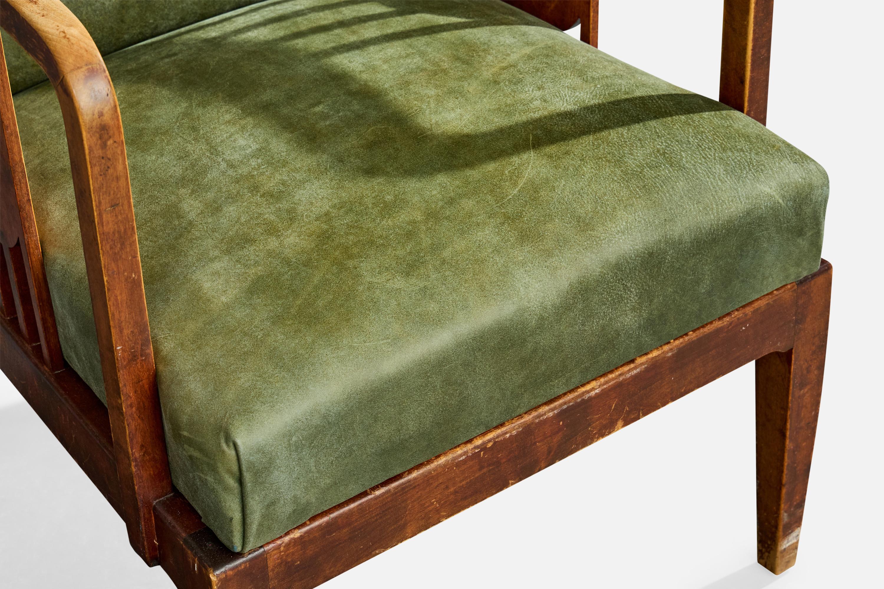 Designer suédois, chaise longue, Wood, cuir, Suède, années 1900 en vente 3