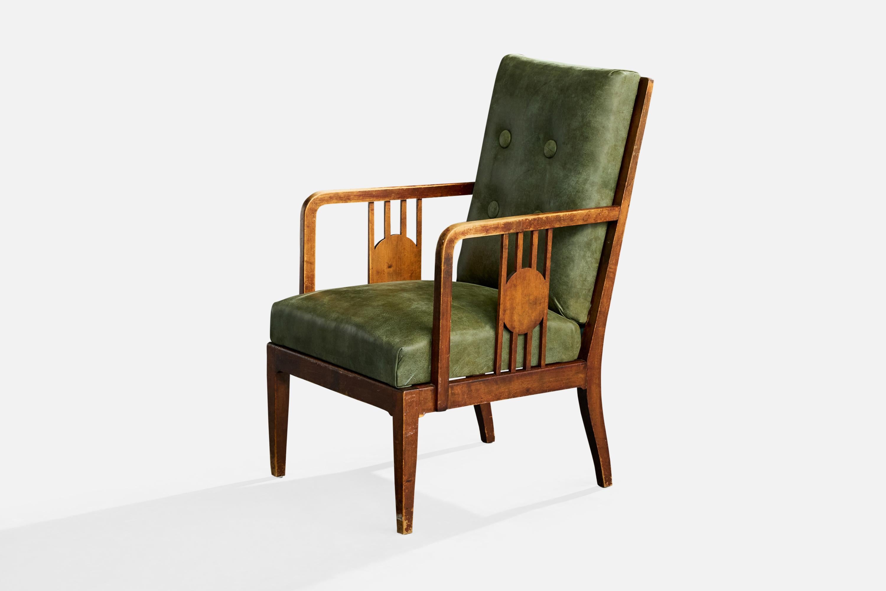 Suédois Designer suédois, chaise longue, Wood, cuir, Suède, années 1900 en vente