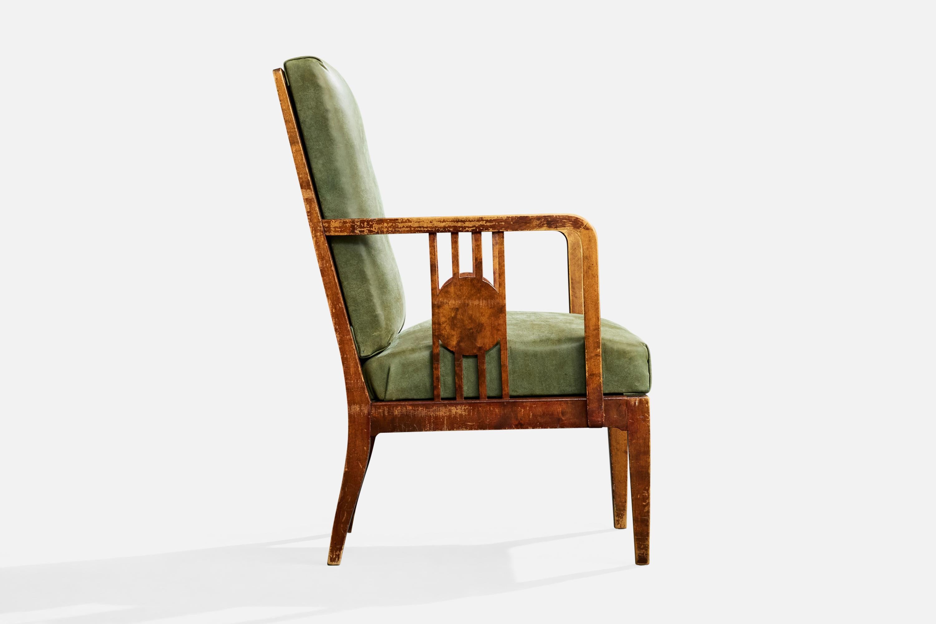 Début du 20ème siècle Designer suédois, chaise longue, Wood, cuir, Suède, années 1900 en vente