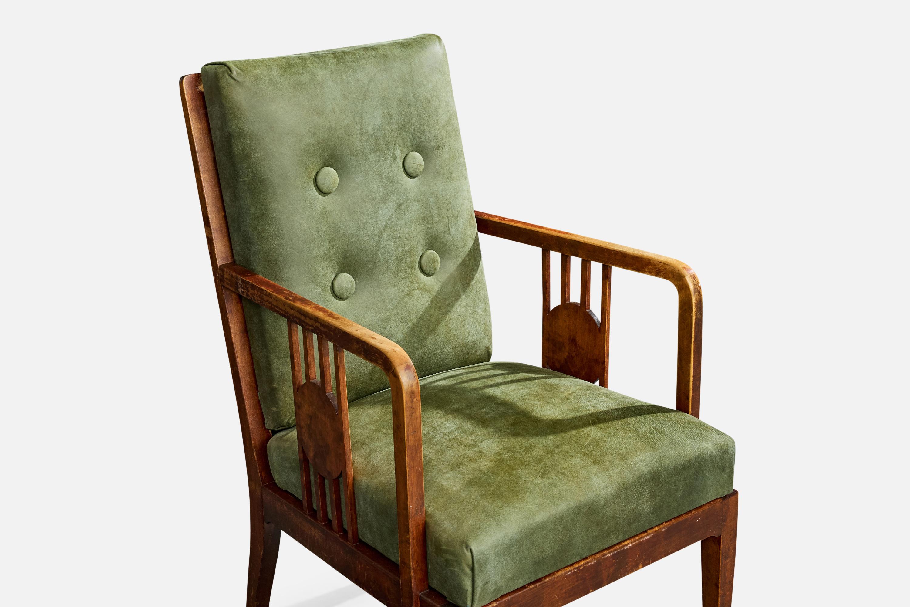 Cuir Designer suédois, chaise longue, Wood, cuir, Suède, années 1900 en vente