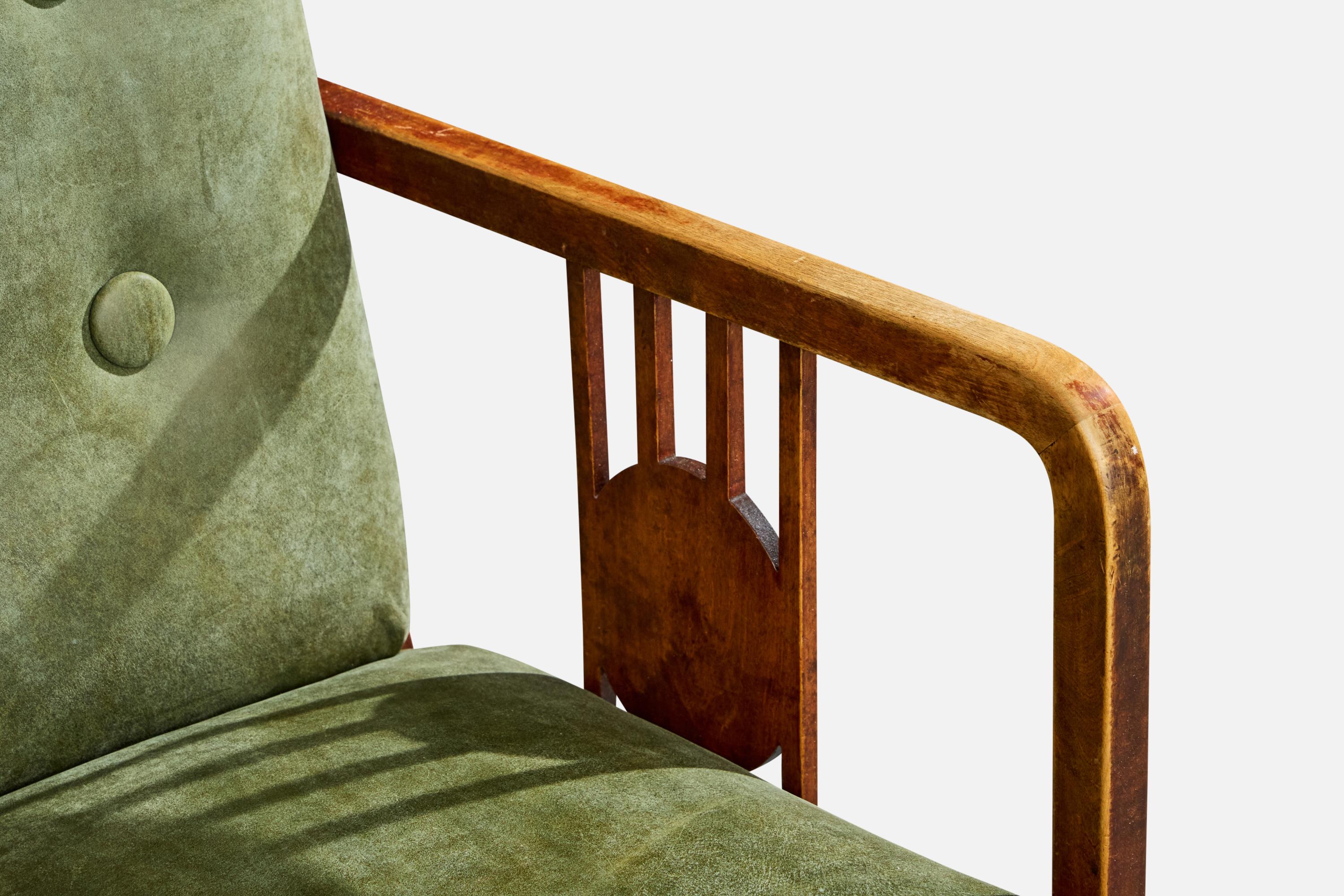 Designer suédois, chaise longue, Wood, cuir, Suède, années 1900 en vente 2