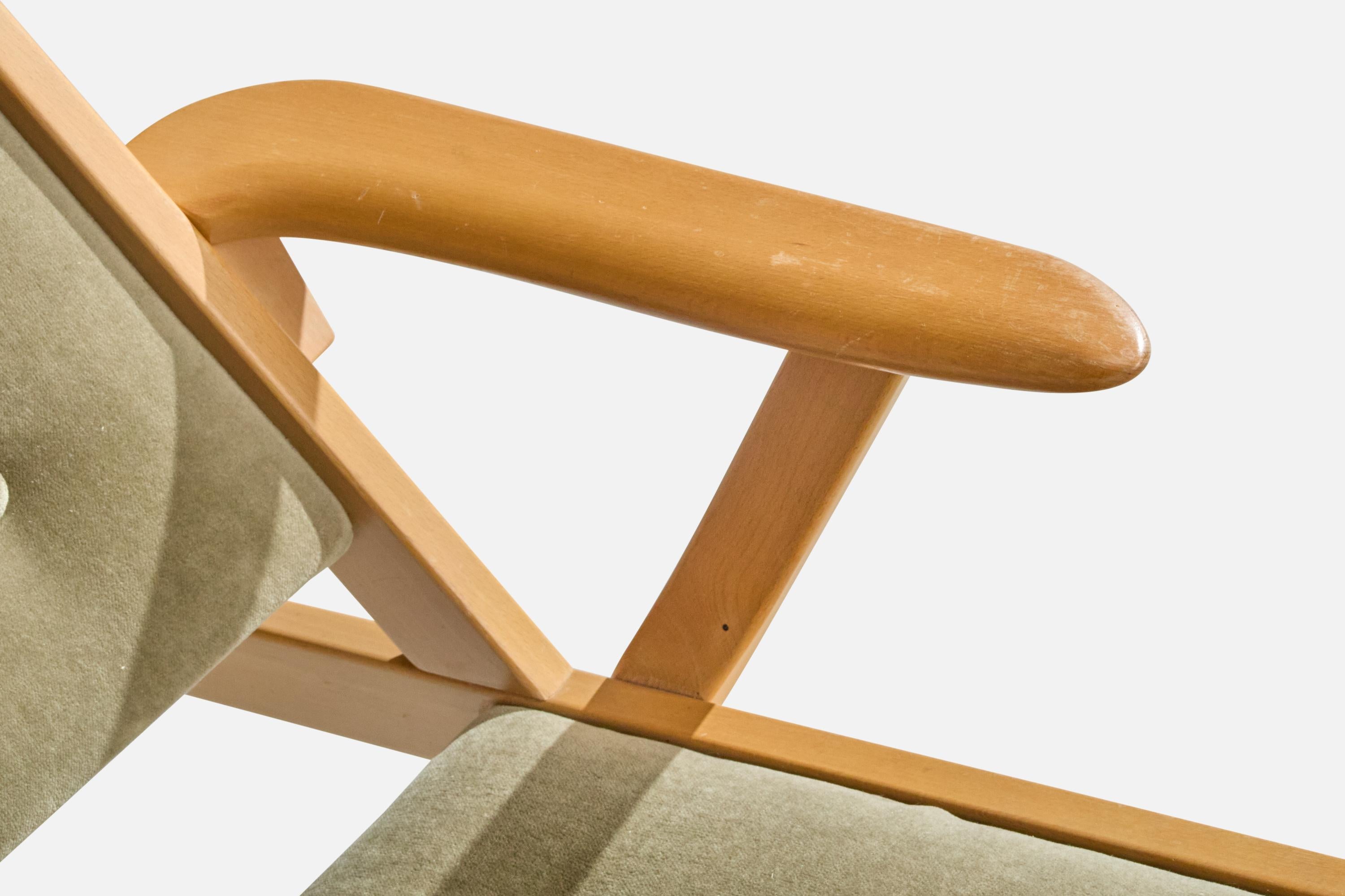 Gösta Berg & Stenevik Eriksson, Lounge Chair, Wood, Velvet, Sweden, 1967 For Sale 2