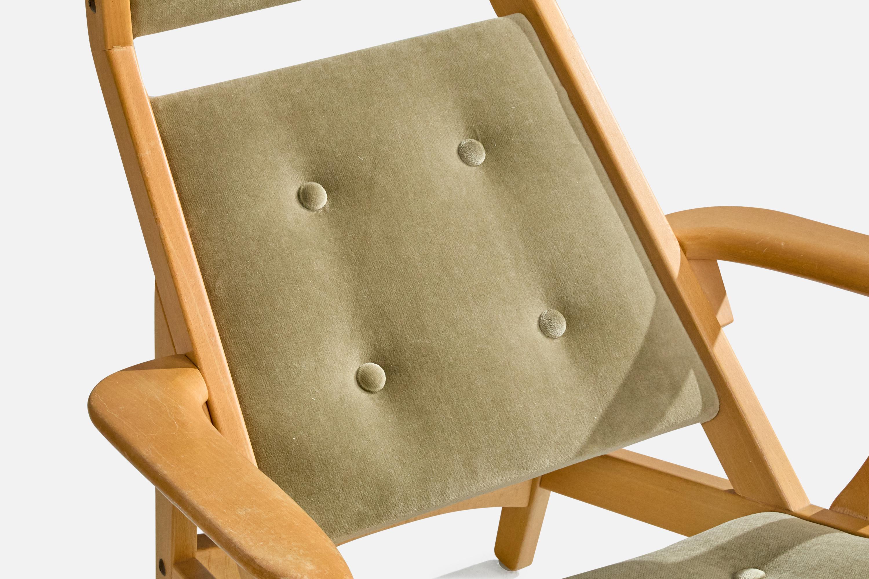 Gösta Berg & Stenevik Eriksson, Lounge Chair, Wood, Velvet, Sweden, 1967 For Sale 3