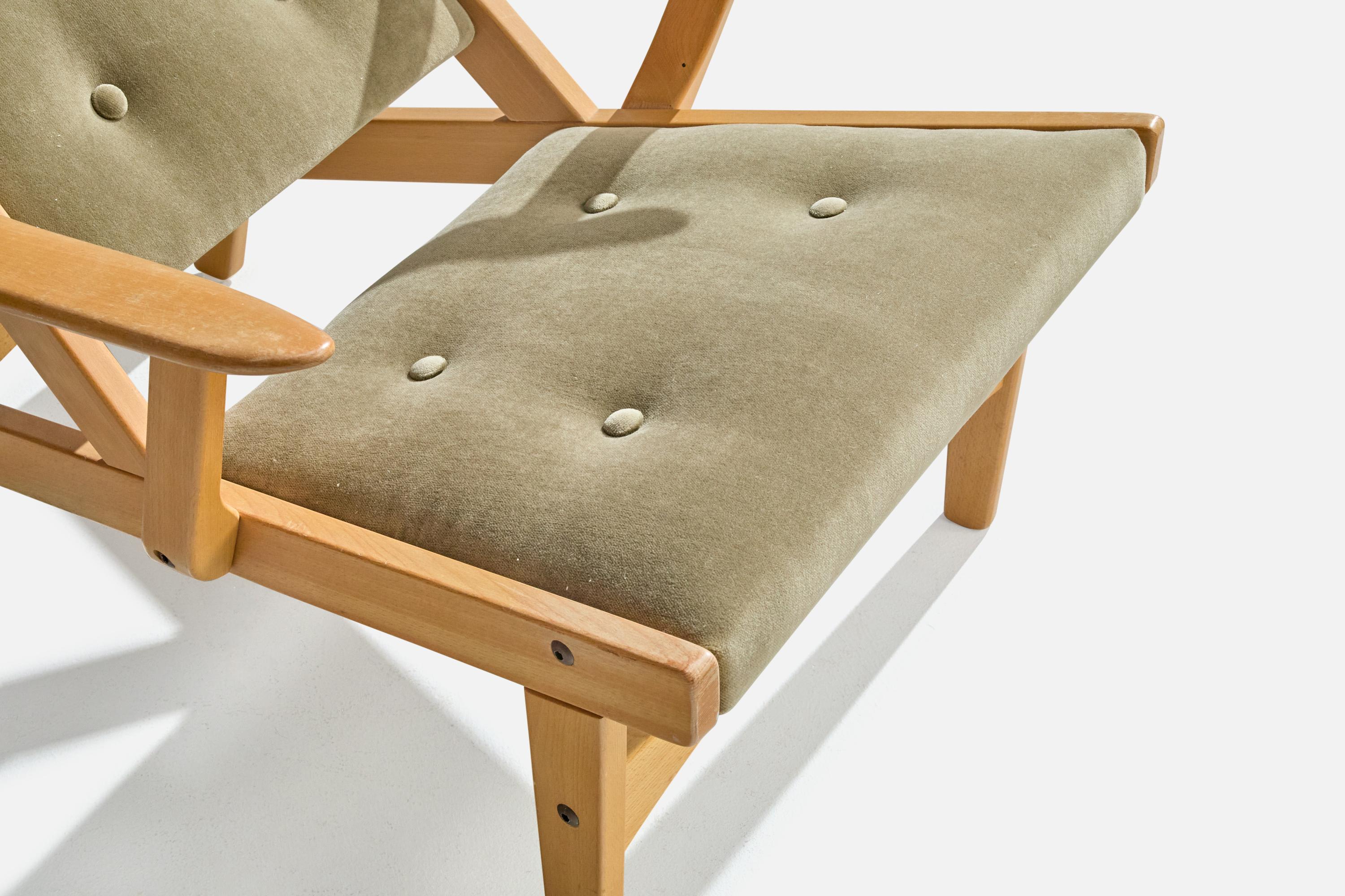 Gösta Berg & Stenevik Eriksson, Lounge Chair, Wood, Velvet, Sweden, 1967 For Sale 4