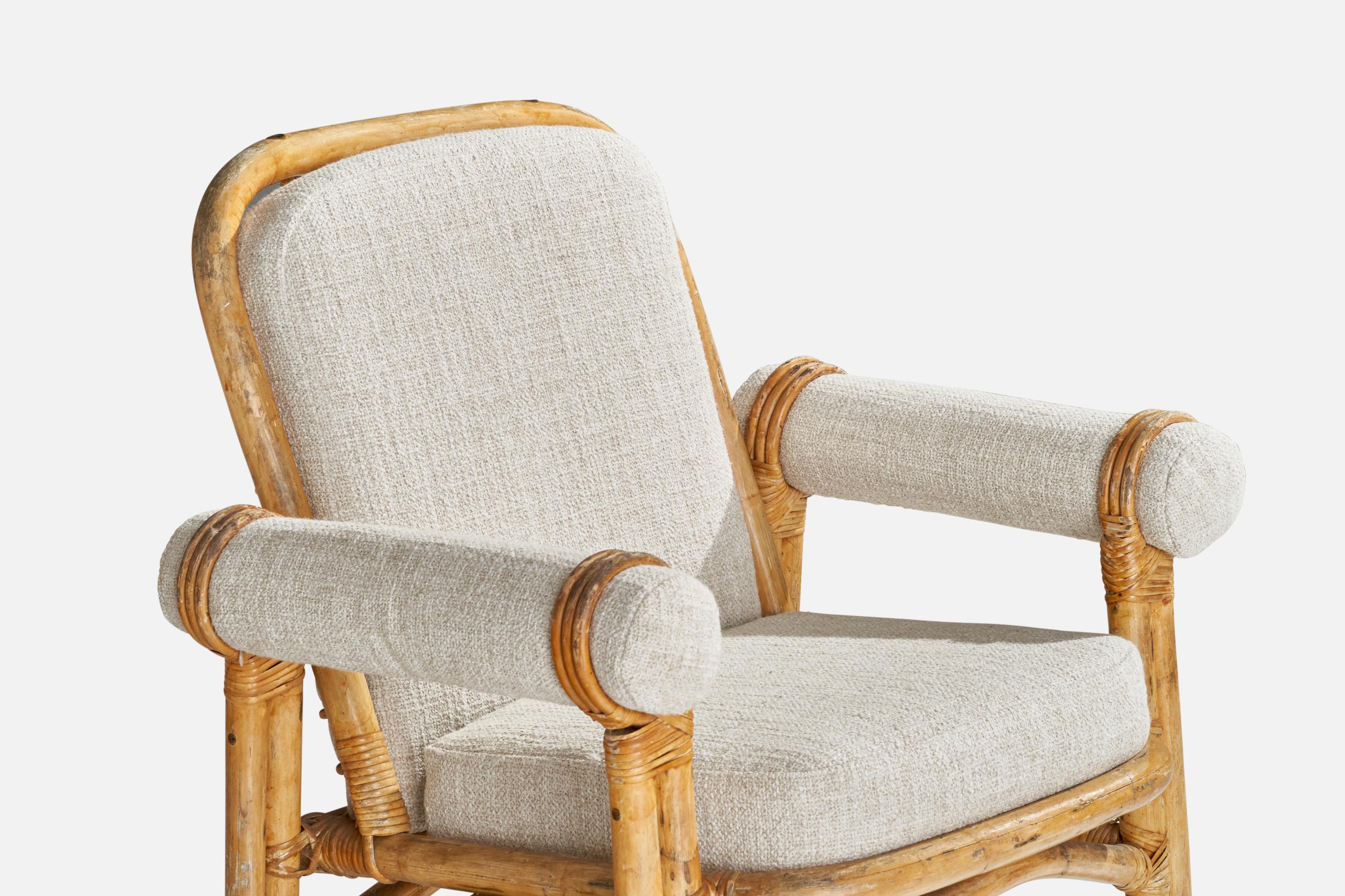 Swedish Designer, Lounge Chairs, Bamboo, Rattan, Fabric, Sweden, 1950s 7
