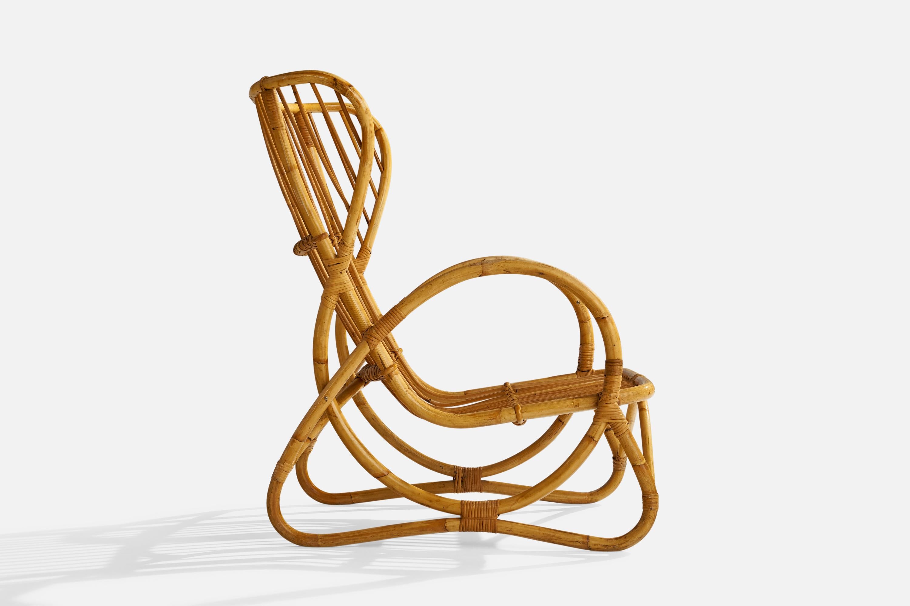 Swedish Designer, Lounge Chairs, Bamboo, Rattan, Sweden, 1950s 3