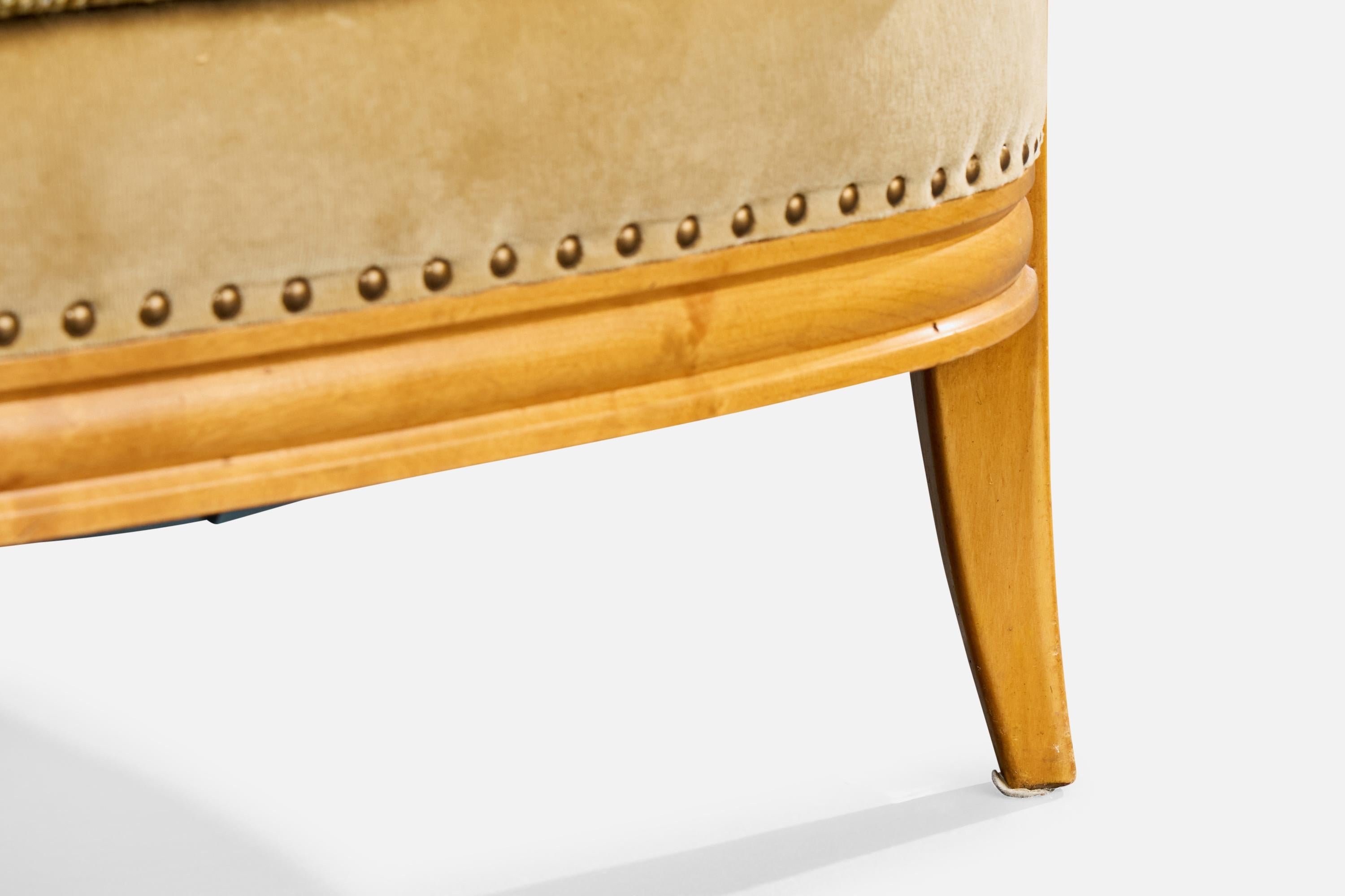 Designer suédois, chaises longues, bouleau, tissu, canne, Suède, années 1930 en vente 6