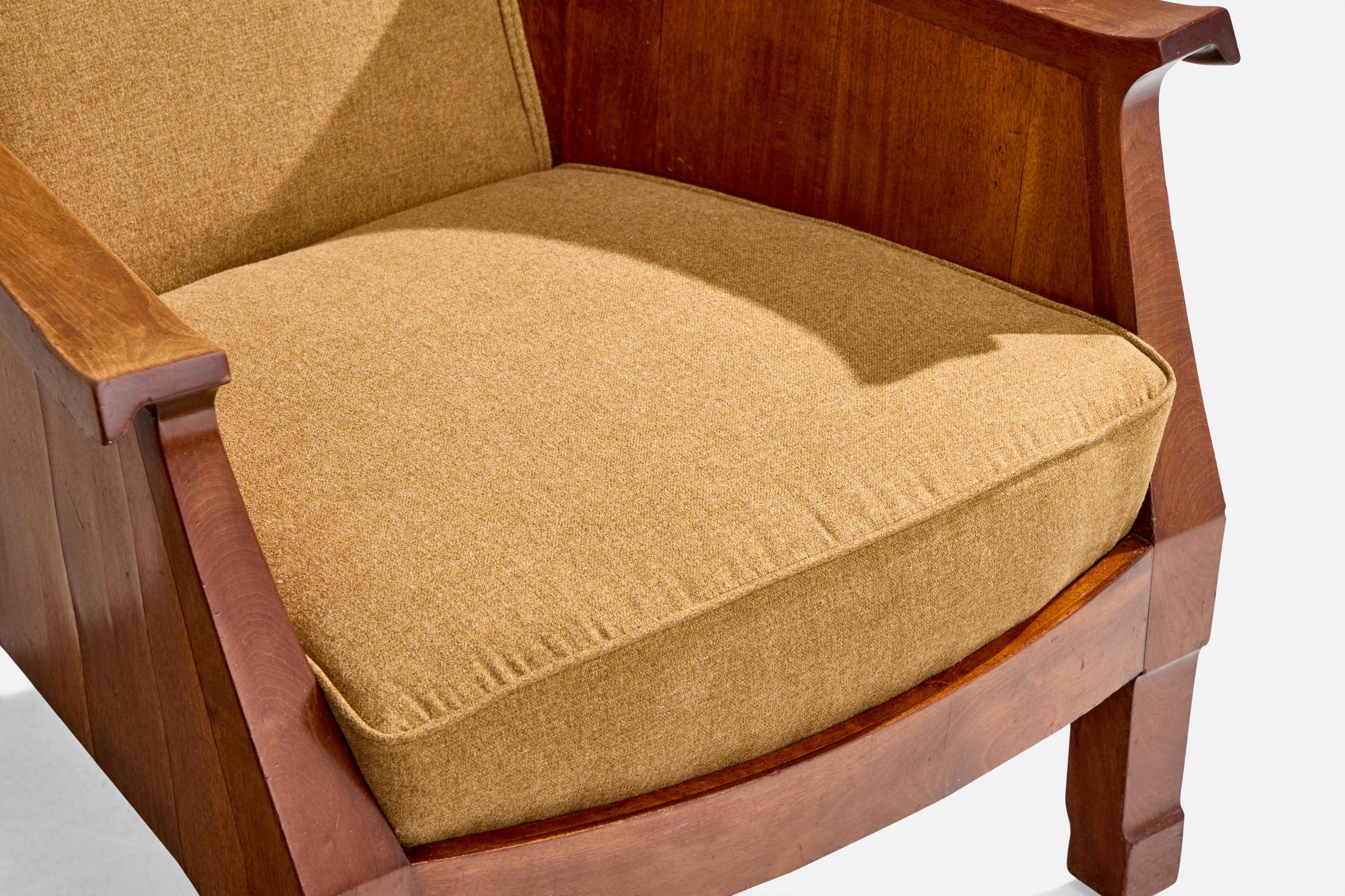 Swedish Designer, Lounge Chairs, Birch, Fabric, Sweden, 1900 For Sale 7