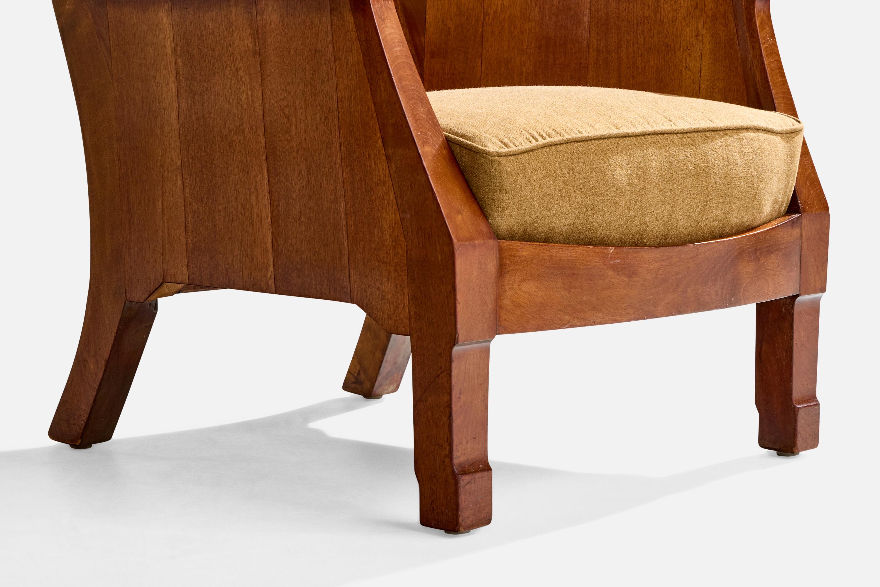 Swedish Designer, Lounge Chairs, Birch, Fabric, Sweden, 1900 For Sale 8