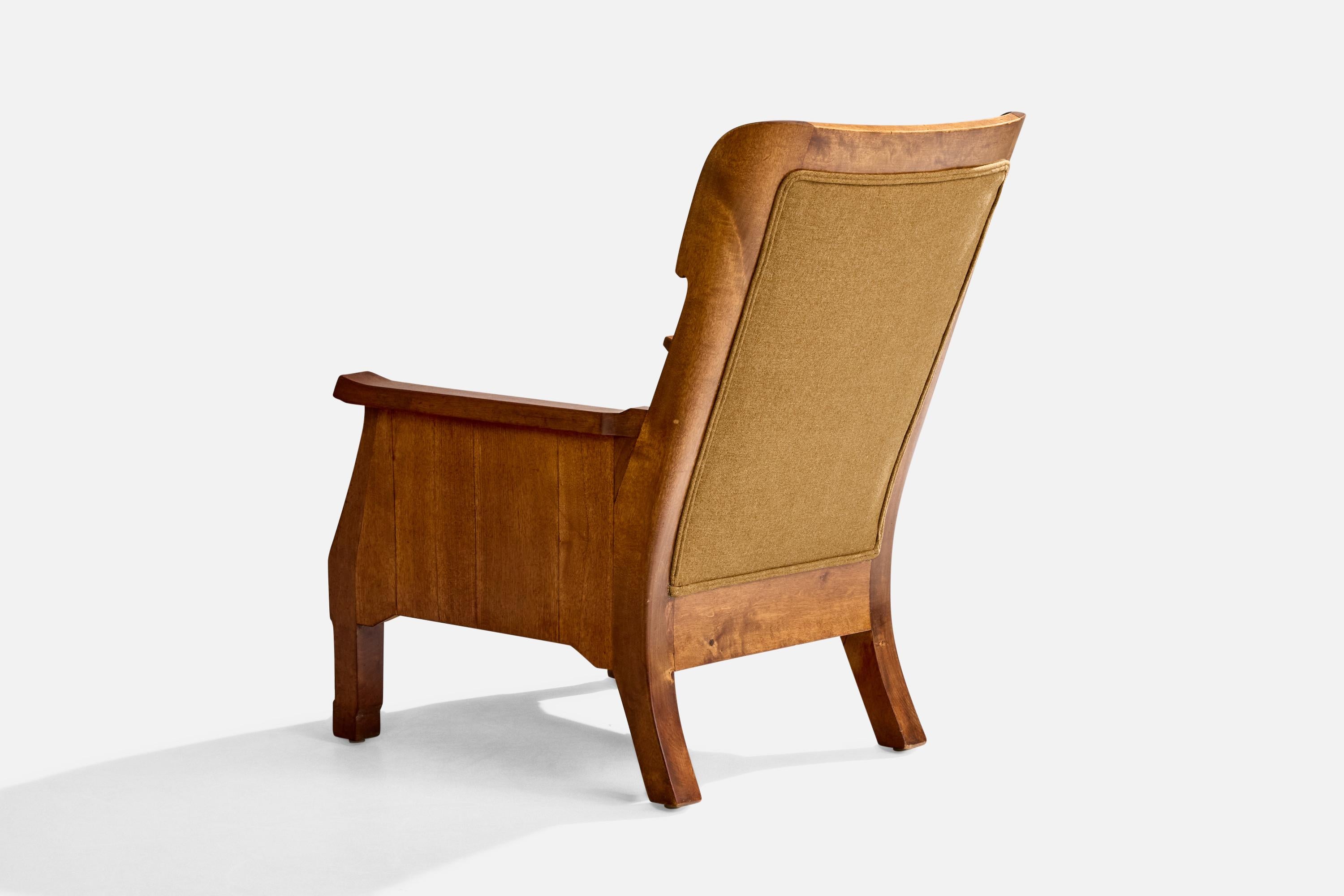 Swedish Designer, Lounge Chairs, Birch, Fabric, Sweden, 1900 For Sale 2
