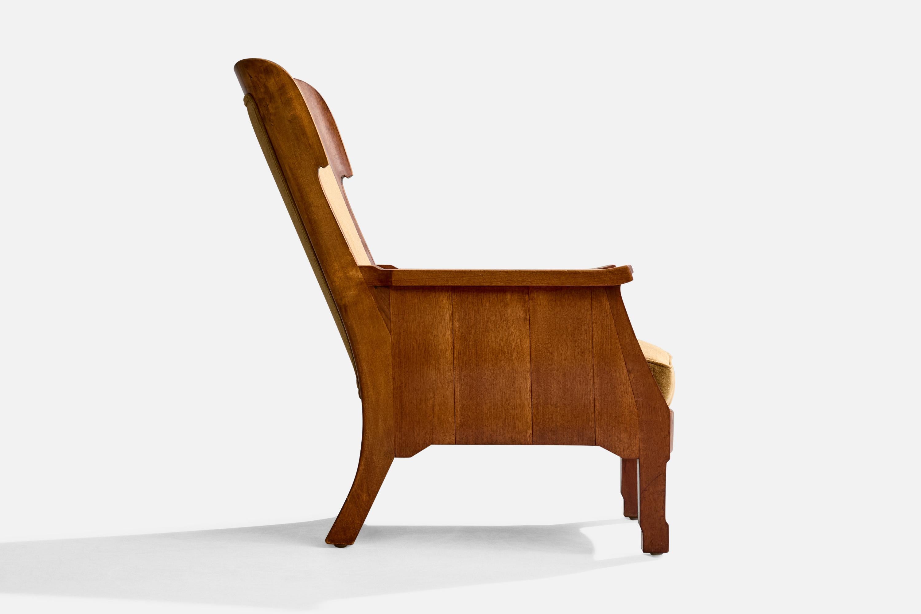 Swedish Designer, Lounge Chairs, Birch, Fabric, Sweden, 1900 For Sale 3