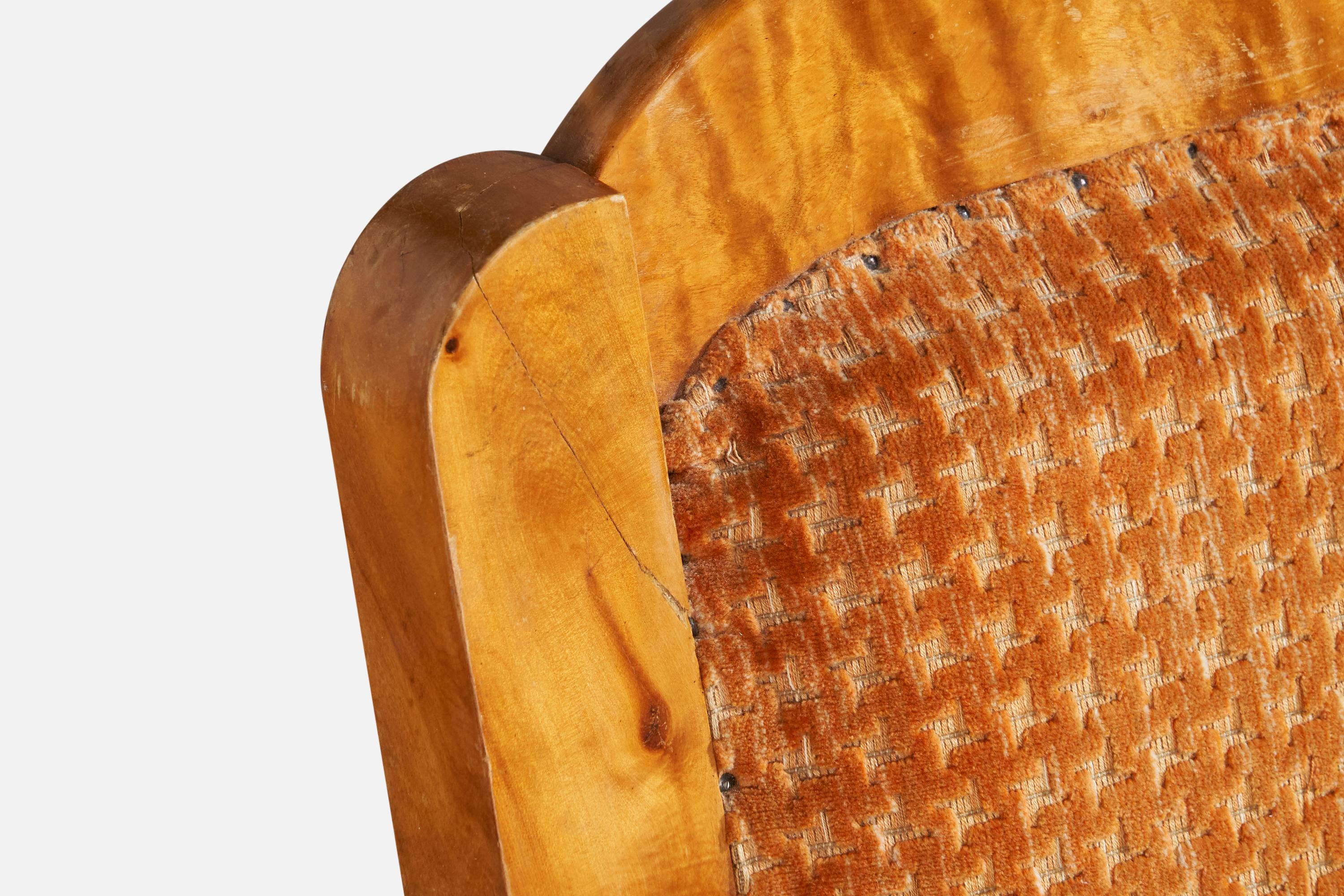 Designer suédois, fauteuils de salon, bouleau, tissu, Suède, années 1900 en vente 4