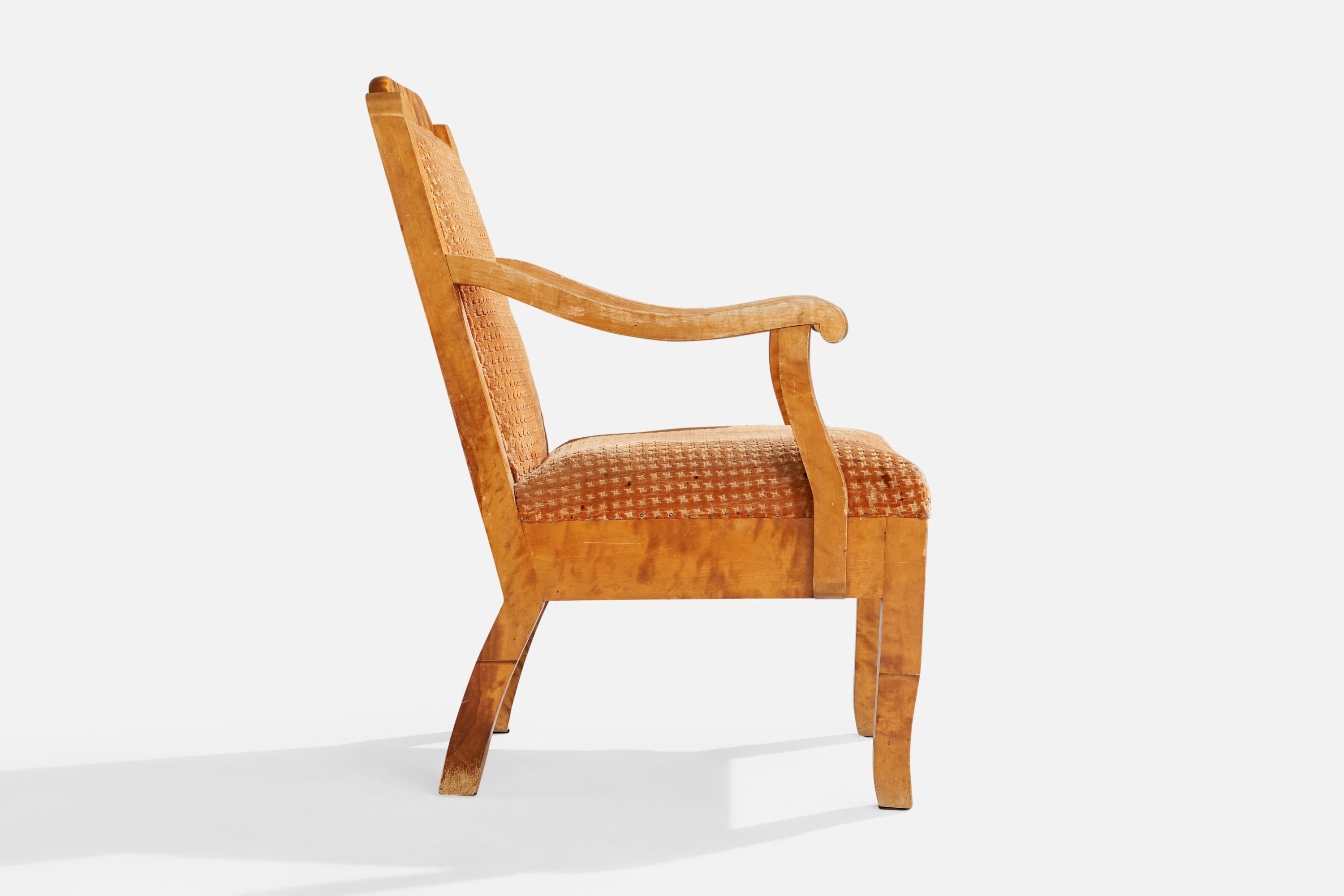 Designer suédois, fauteuils de salon, bouleau, tissu, Suède, années 1900 en vente 5