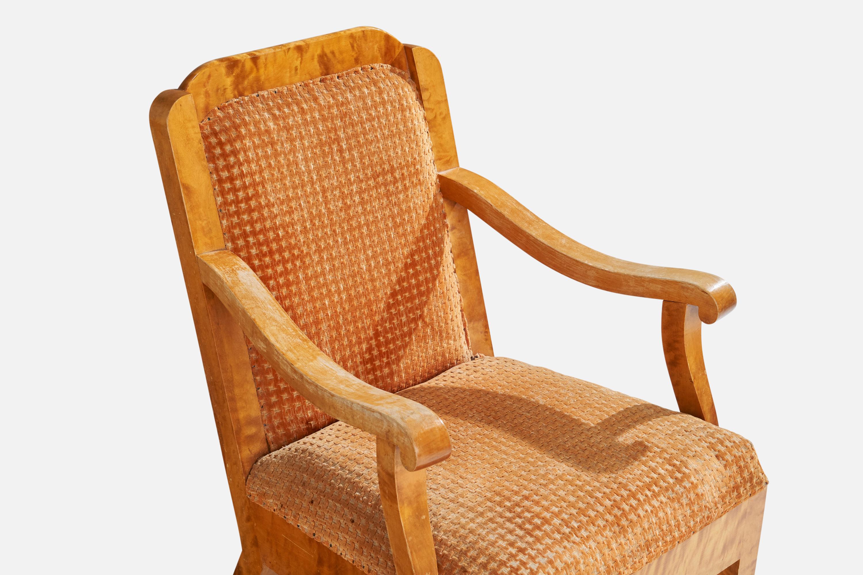 Designer suédois, fauteuils de salon, bouleau, tissu, Suède, années 1900 en vente 6