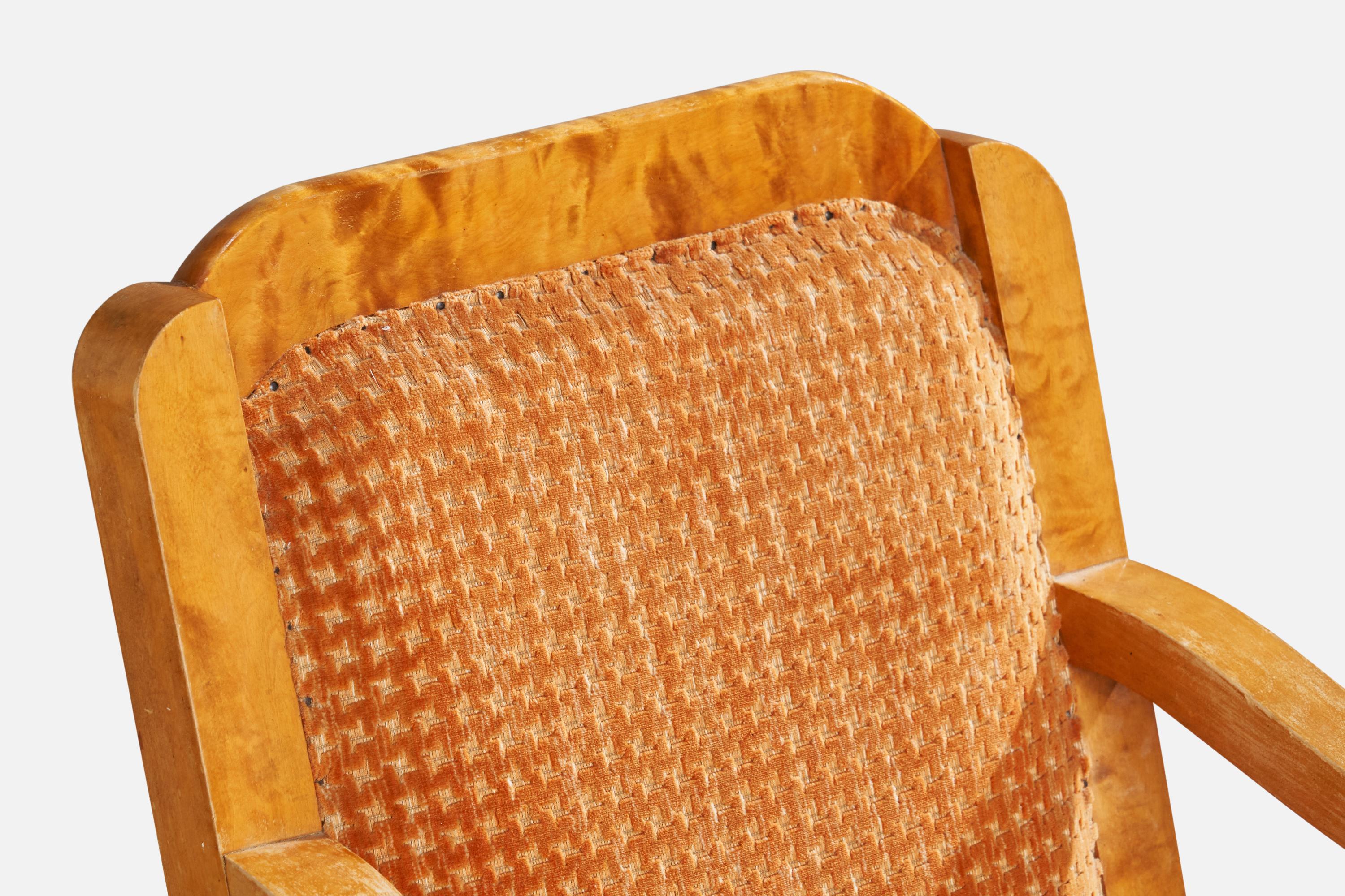 Designer suédois, fauteuils de salon, bouleau, tissu, Suède, années 1900 en vente 7