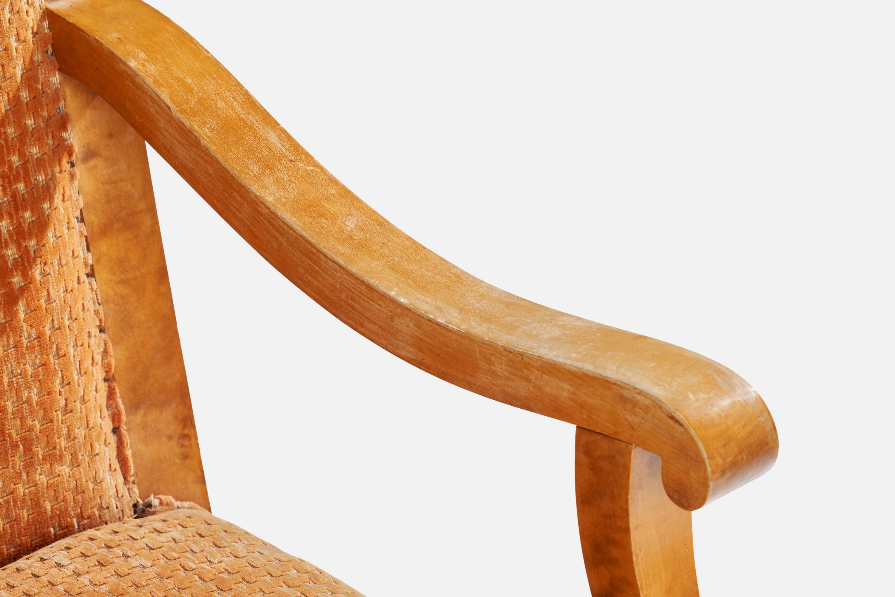 Designer suédois, fauteuils de salon, bouleau, tissu, Suède, années 1900 en vente 8