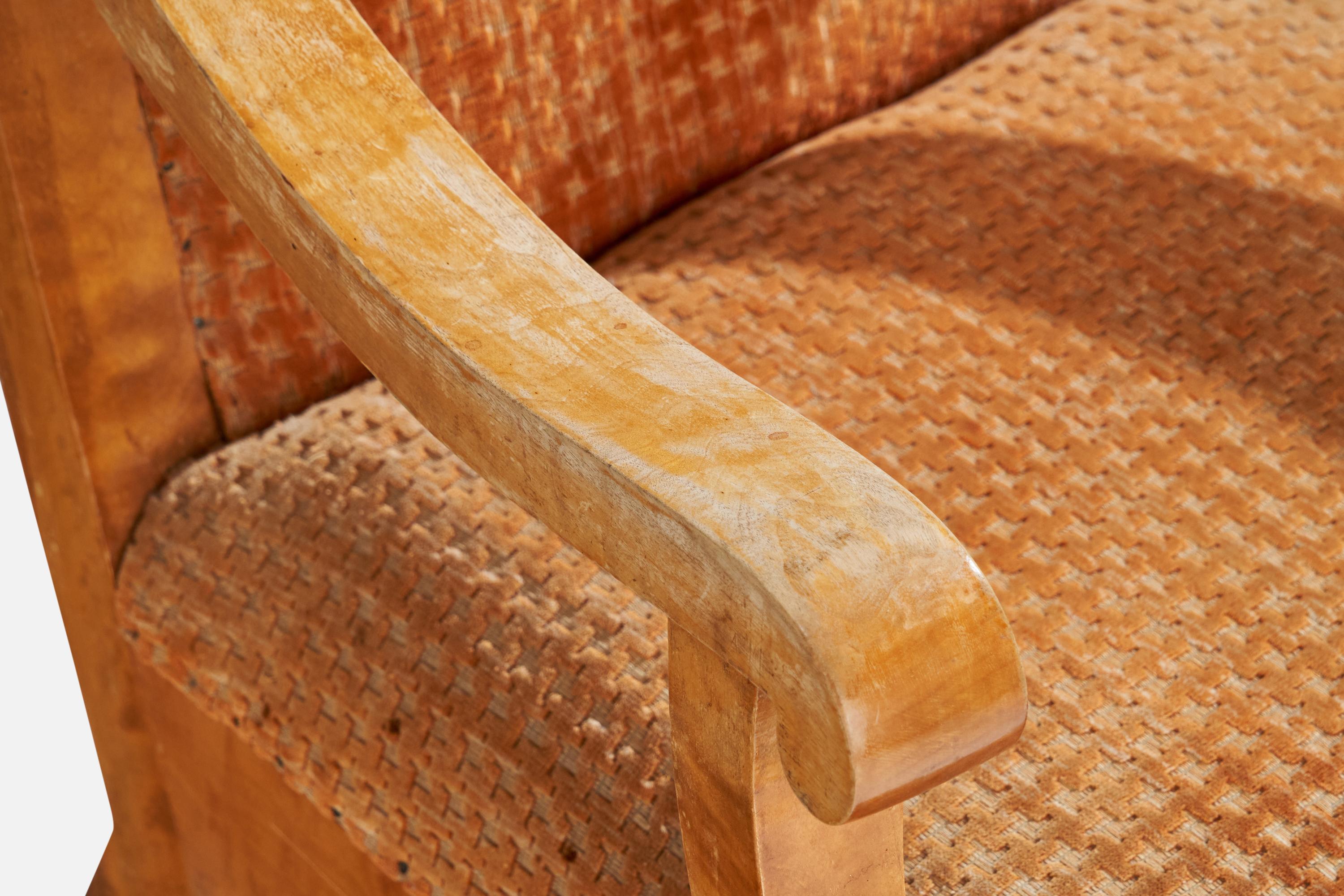 Tissu Designer suédois, fauteuils de salon, bouleau, tissu, Suède, années 1900 en vente