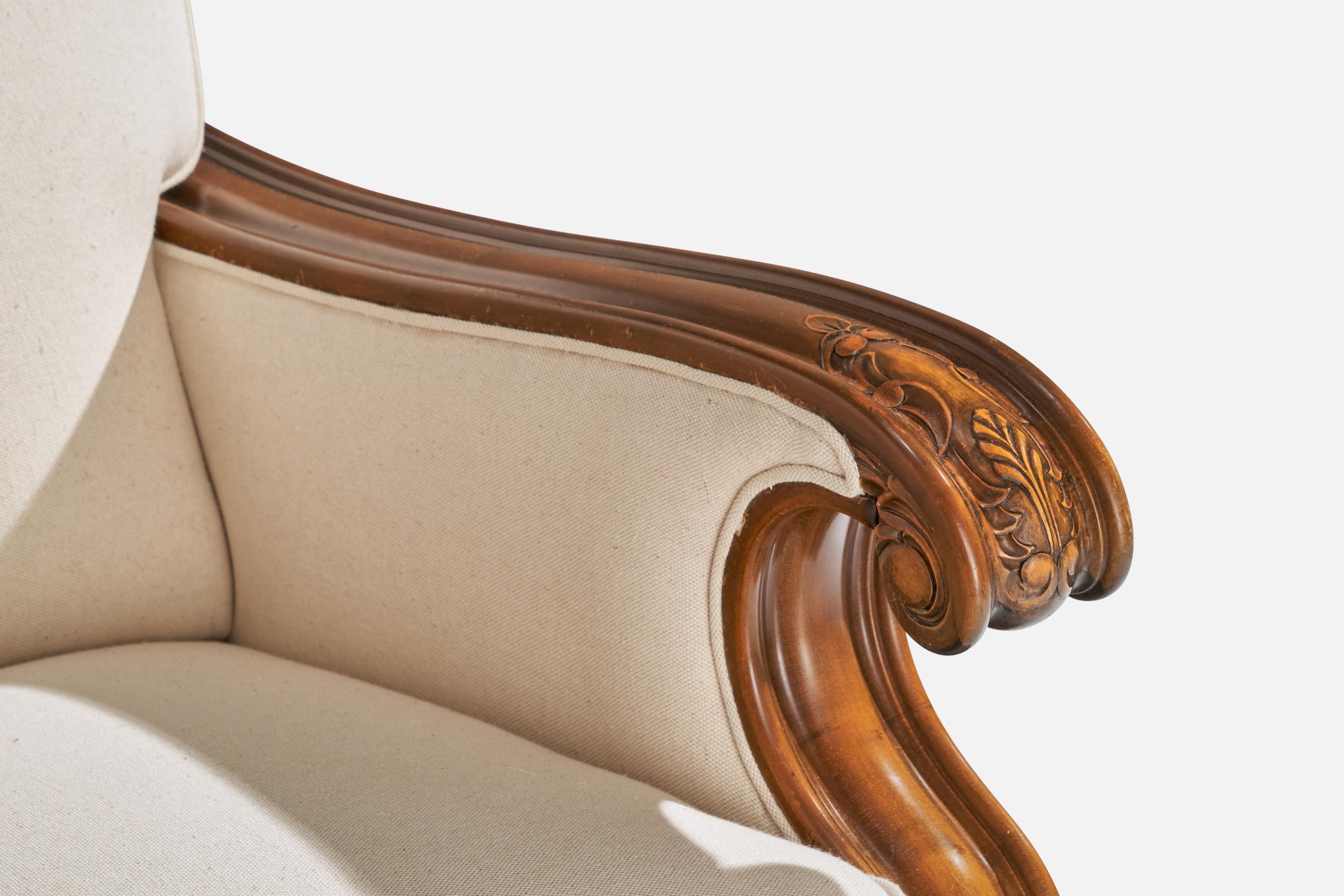 Designer suédois, fauteuils de salon, bouleau, tissu, Suède, années 1920 en vente 4
