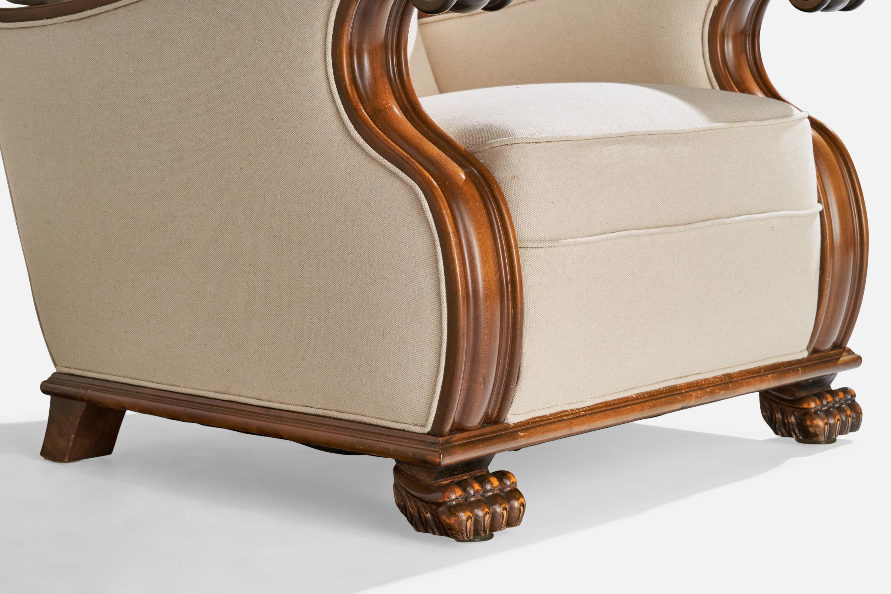 Designer suédois, fauteuils de salon, bouleau, tissu, Suède, années 1920 en vente 5