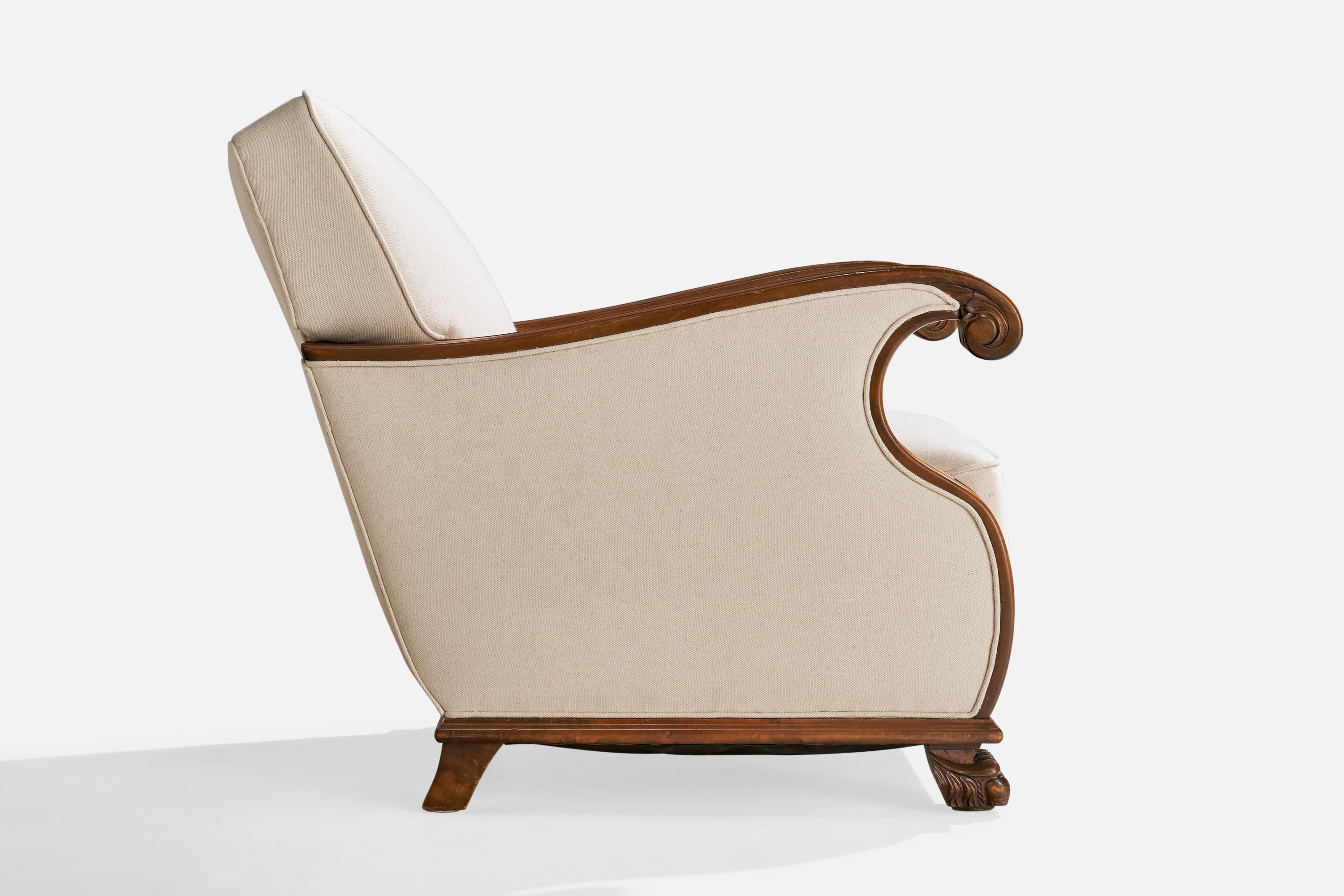 Tissu Designer suédois, fauteuils de salon, bouleau, tissu, Suède, années 1920 en vente