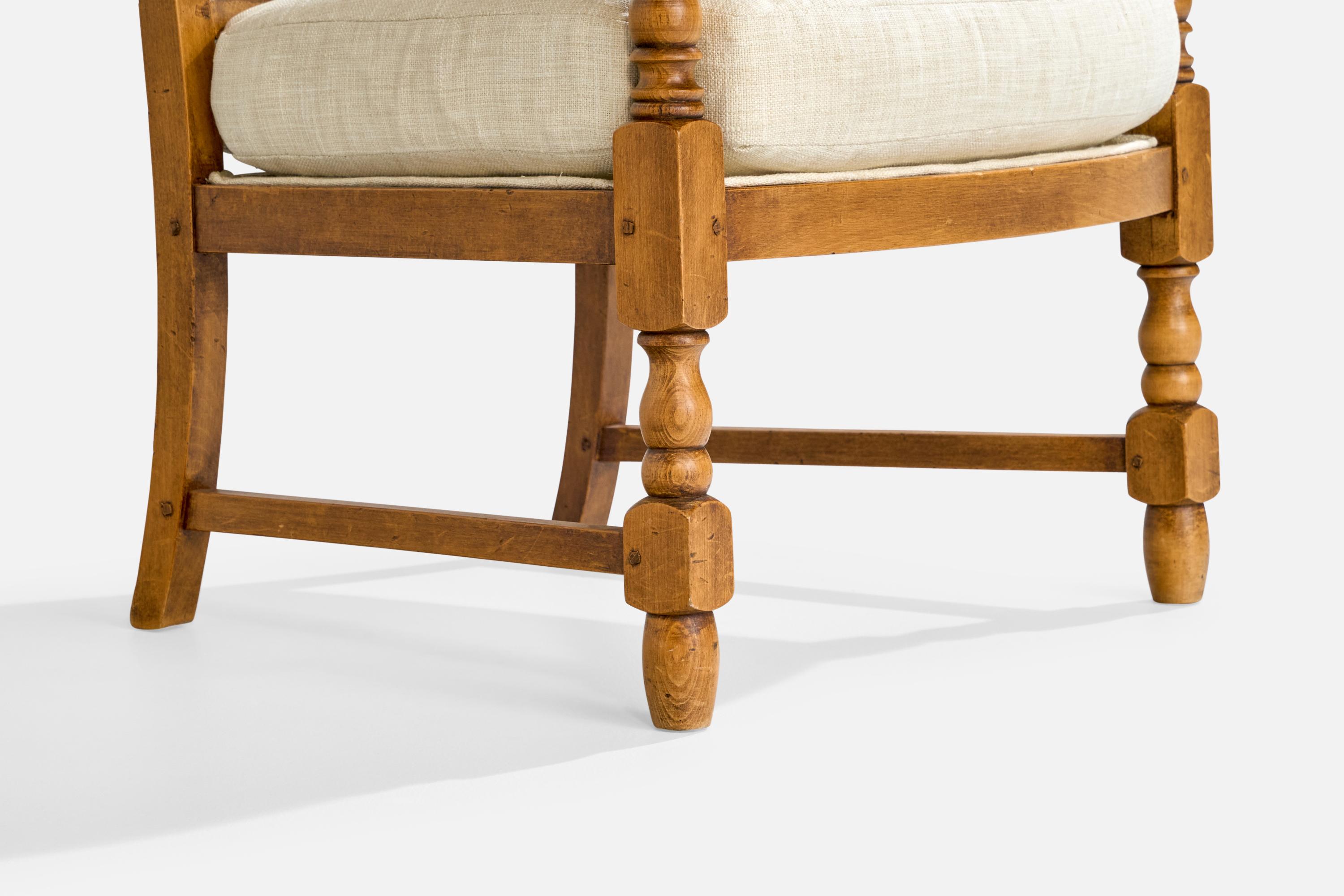 Swedish Designer, Lounge Chairs, Birch, Fabric, Sweden, 1930s en vente 4