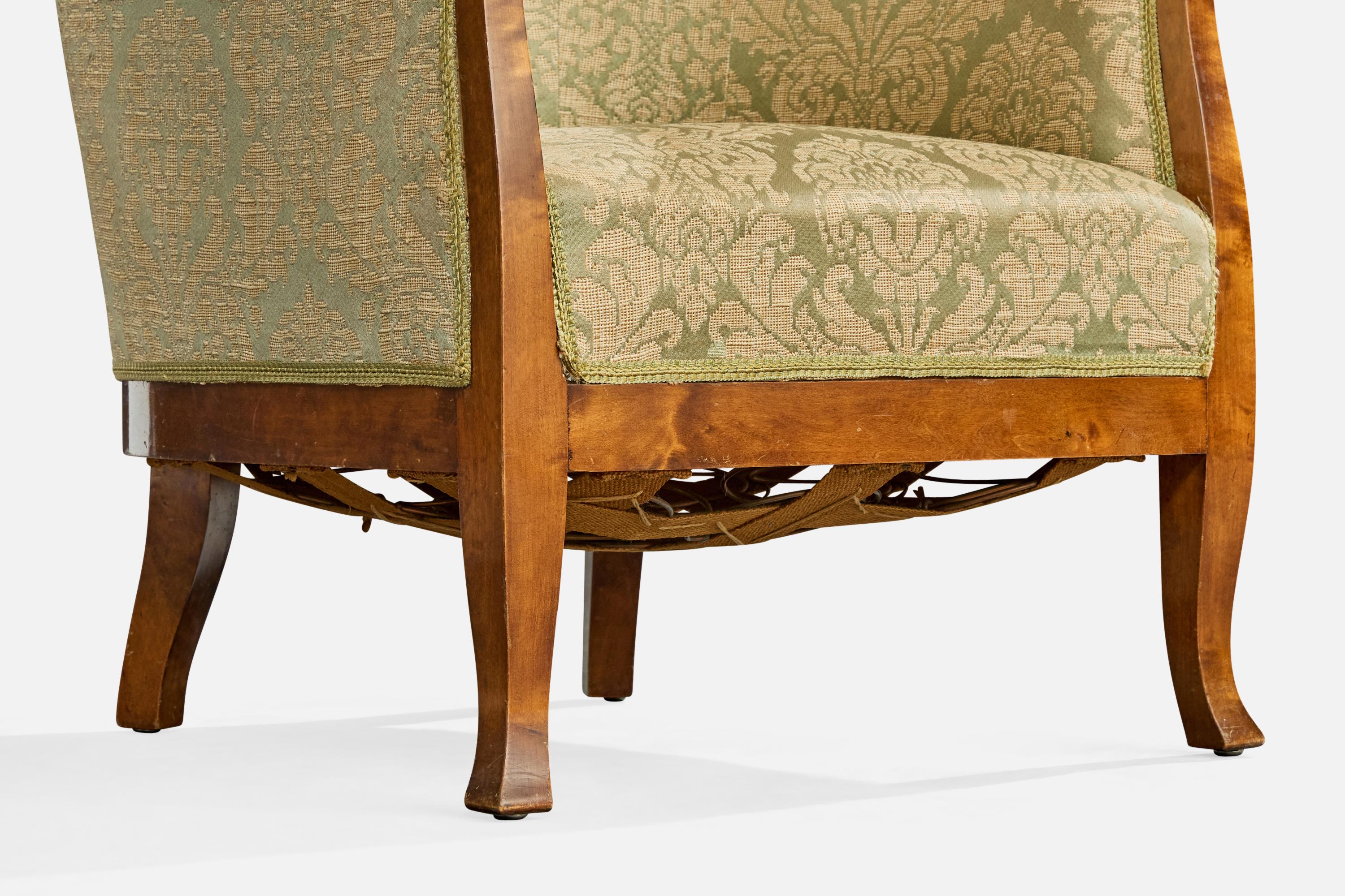 Designer suédois, fauteuils de salon, bouleau, tissu, Suède, années 1930 en vente 6