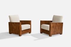 Designer suédois, fauteuils de salon, bouleau, tissu, Suède, années 1930