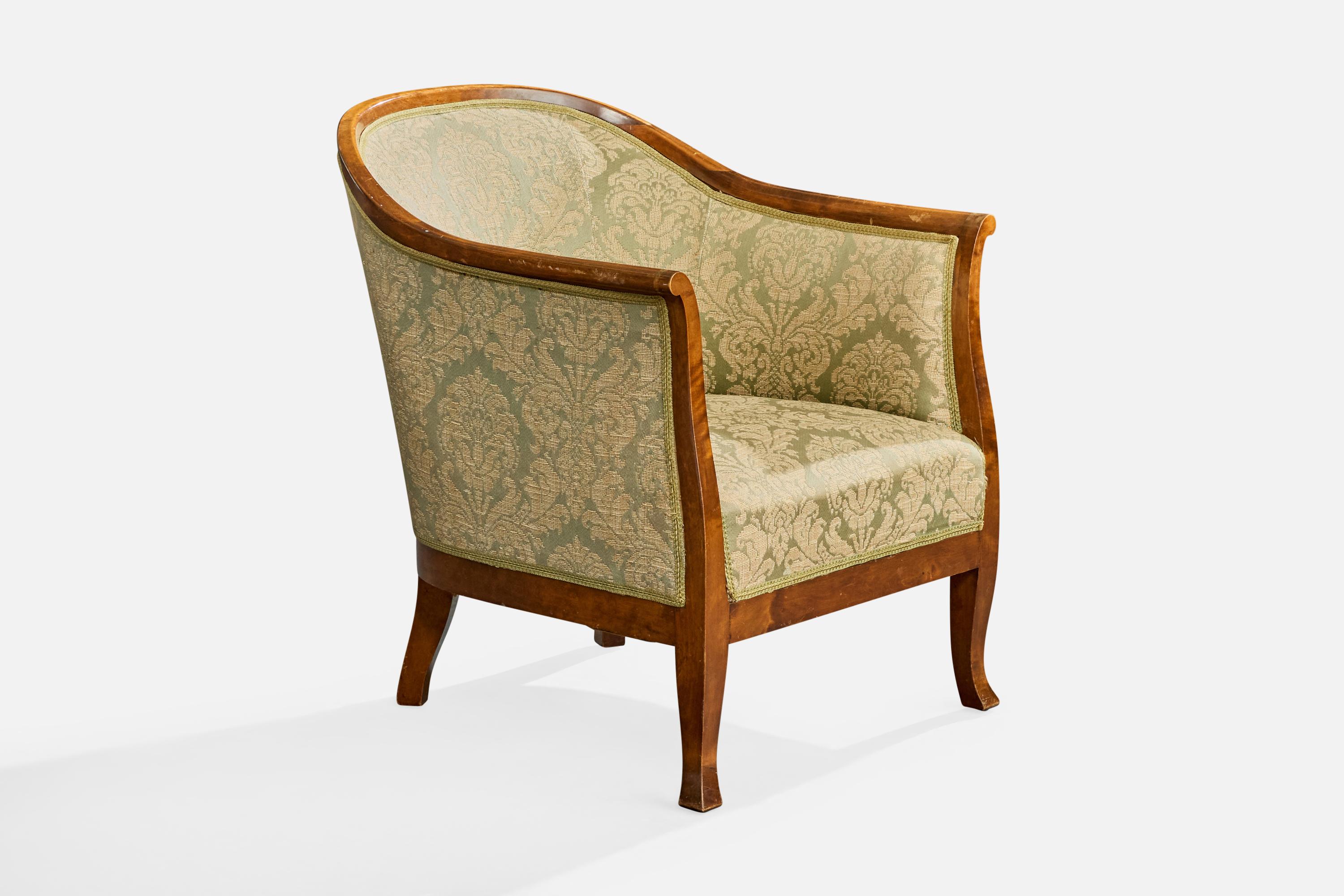 Designer suédois, fauteuils de salon, bouleau, tissu, Suède, années 1930 État moyen - En vente à High Point, NC