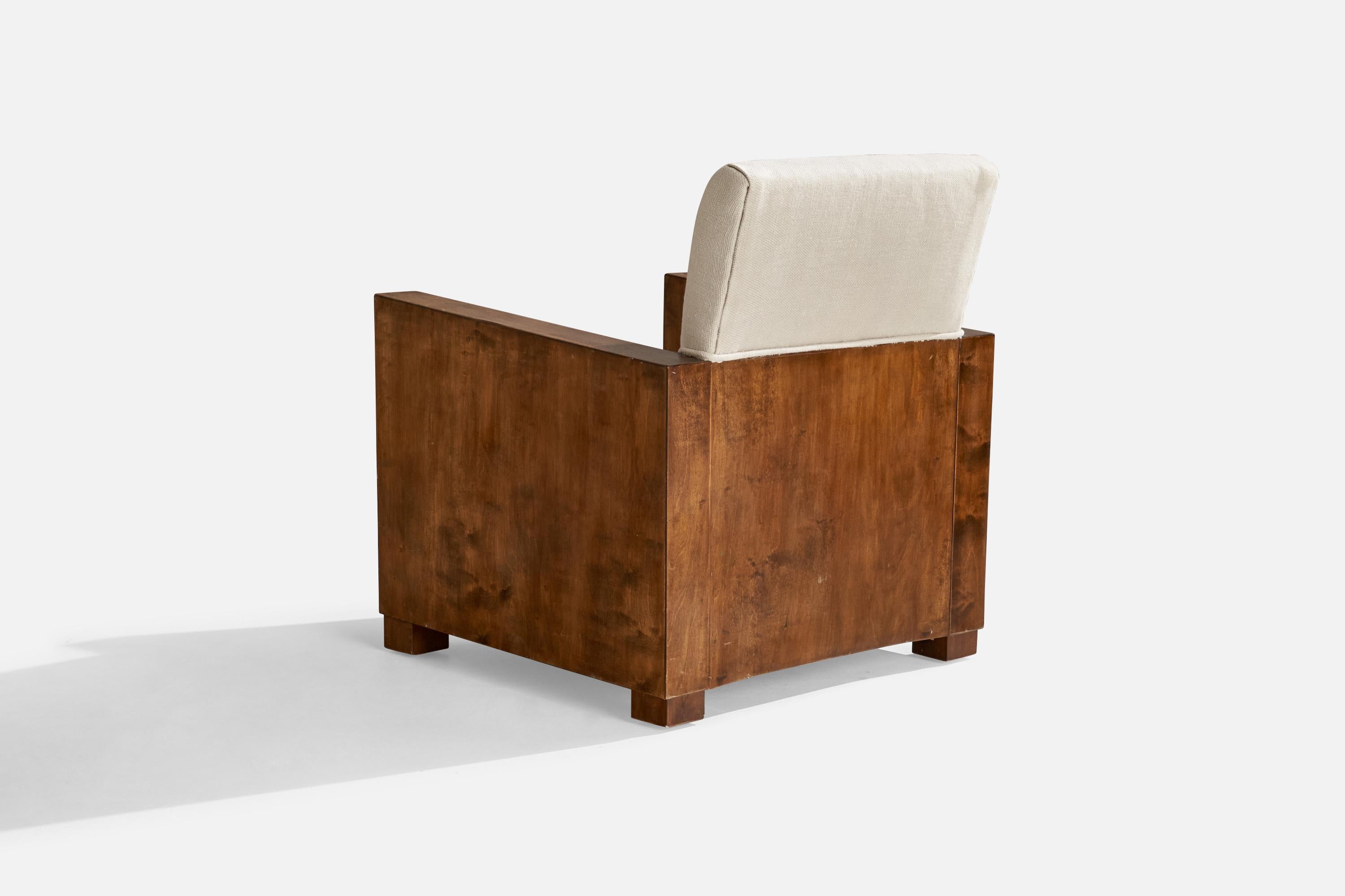 Swedish Designer, Lounge Chairs, Birch, Fabric, Sweden, 1930s 1