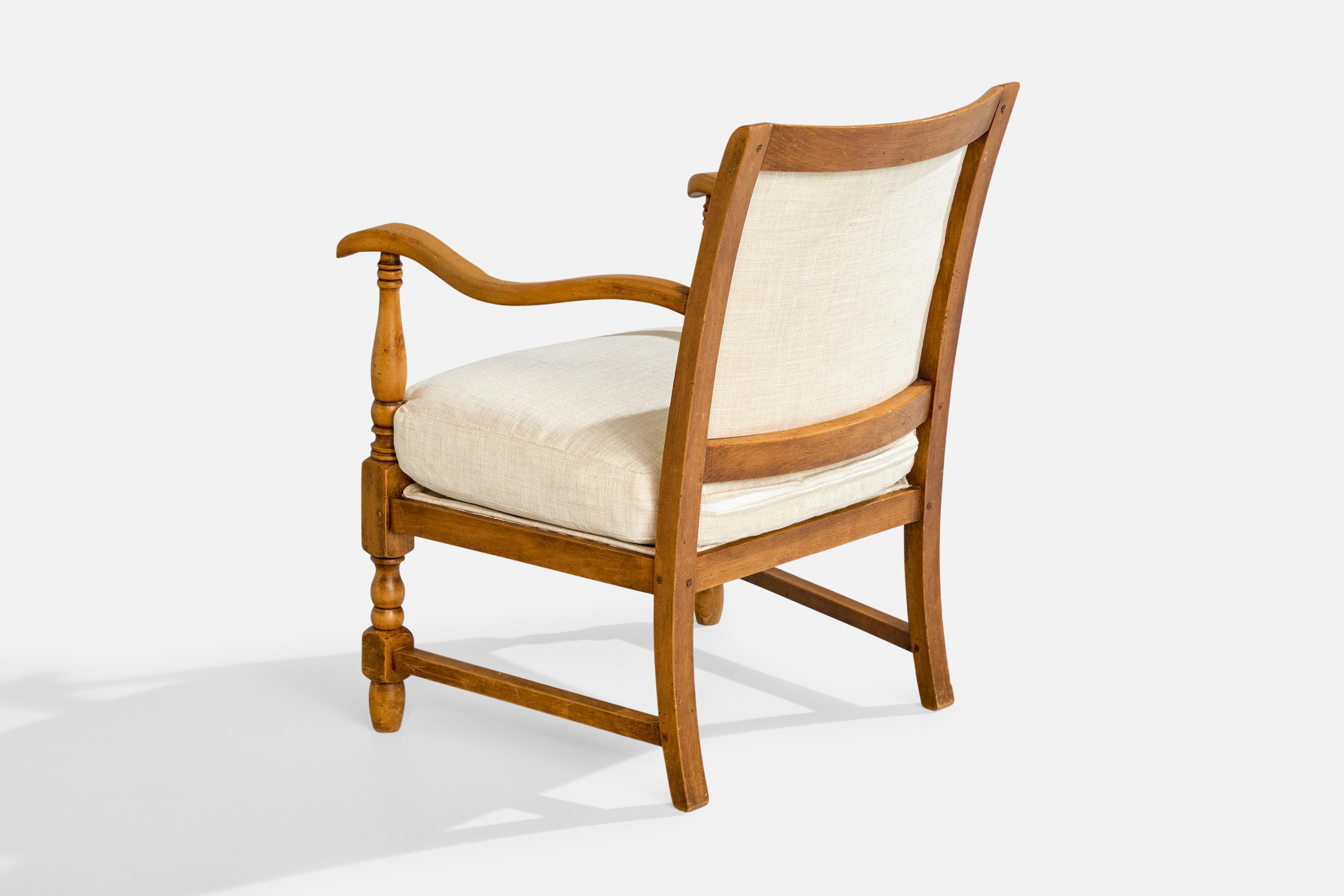 Tissu Swedish Designer, Lounge Chairs, Birch, Fabric, Sweden, 1930s en vente