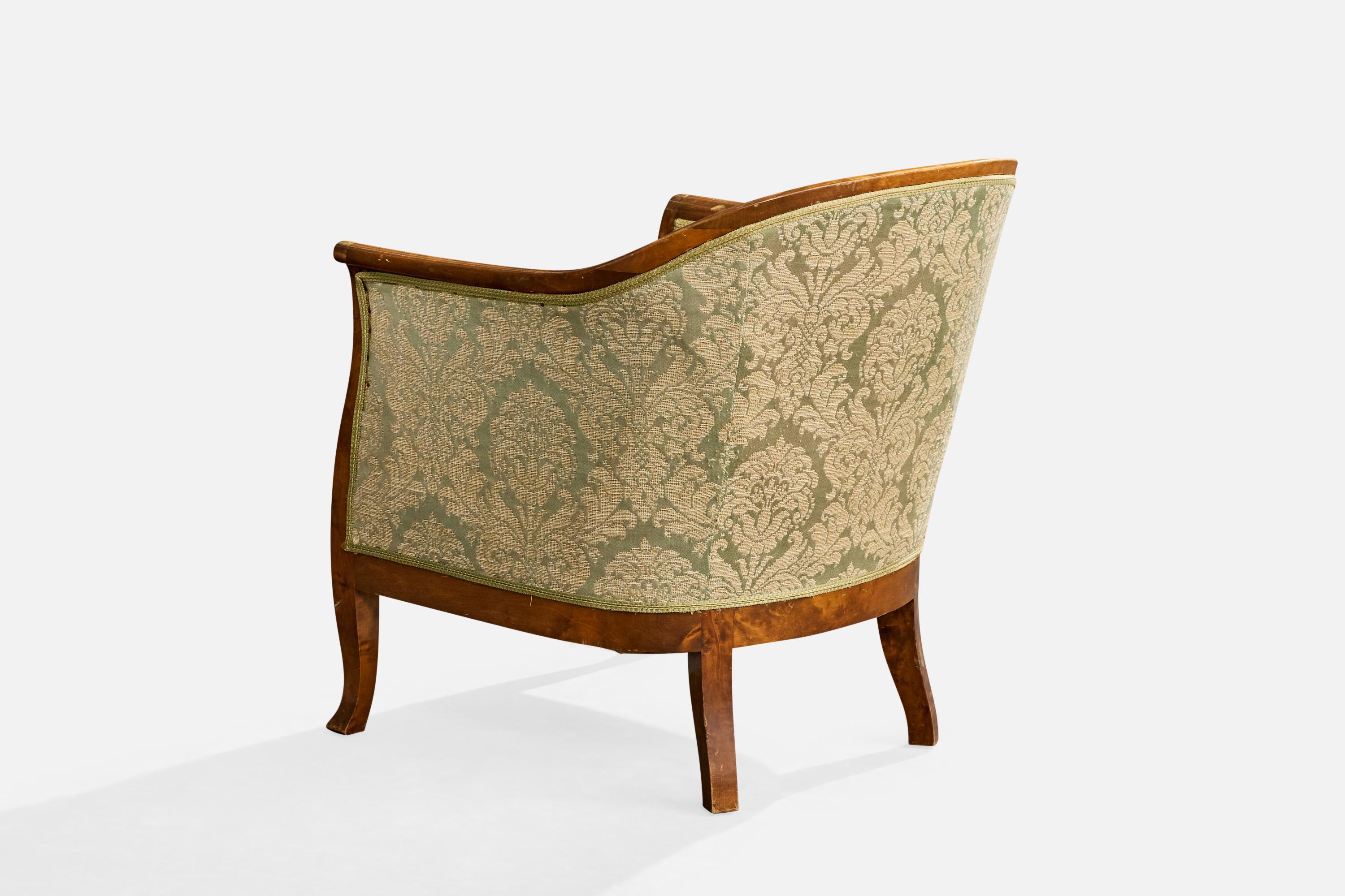 Milieu du XXe siècle Designer suédois, fauteuils de salon, bouleau, tissu, Suède, années 1930 en vente