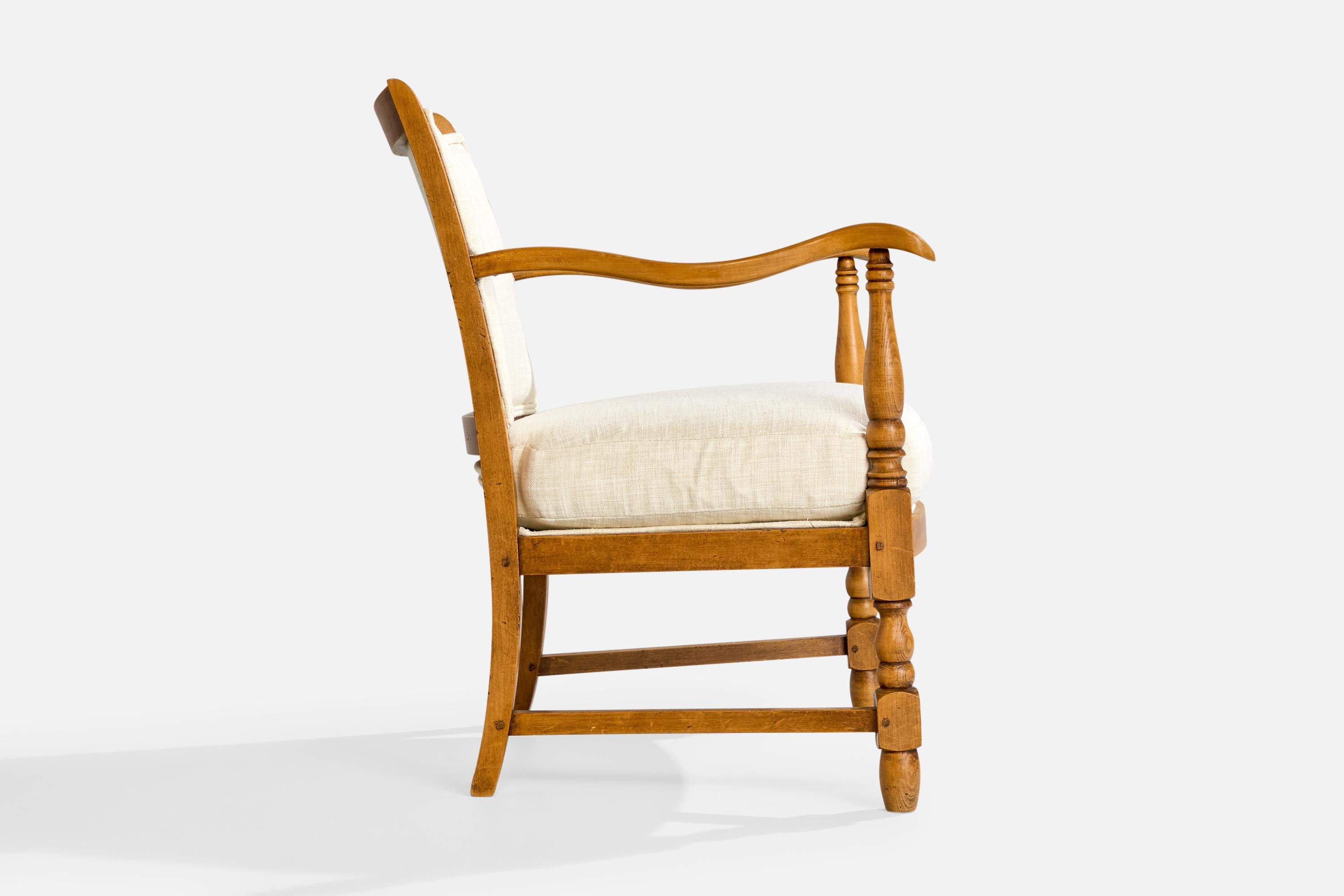 Swedish Designer, Lounge Chairs, Birch, Fabric, Sweden, 1930s en vente 1