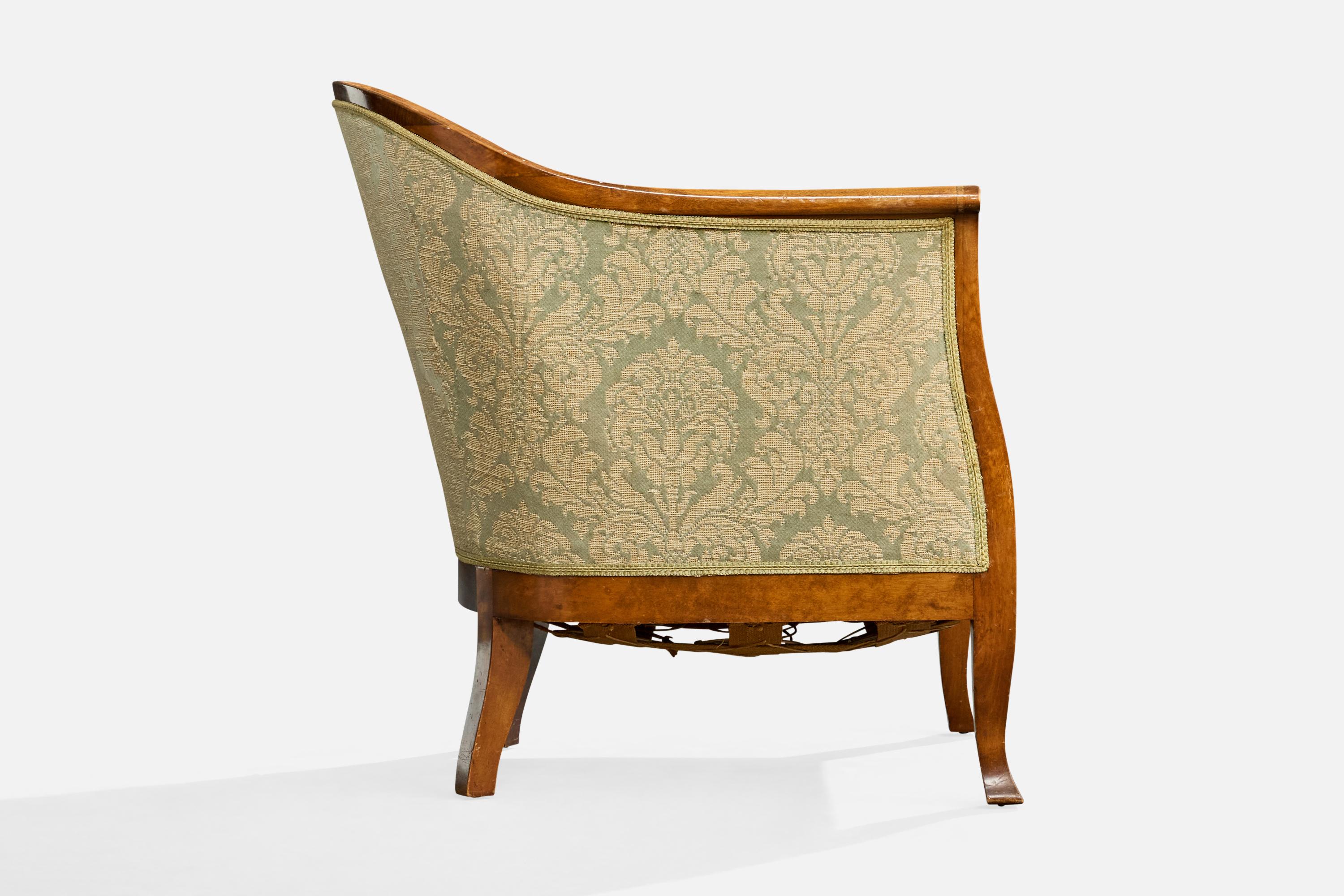 Tissu Designer suédois, fauteuils de salon, bouleau, tissu, Suède, années 1930 en vente