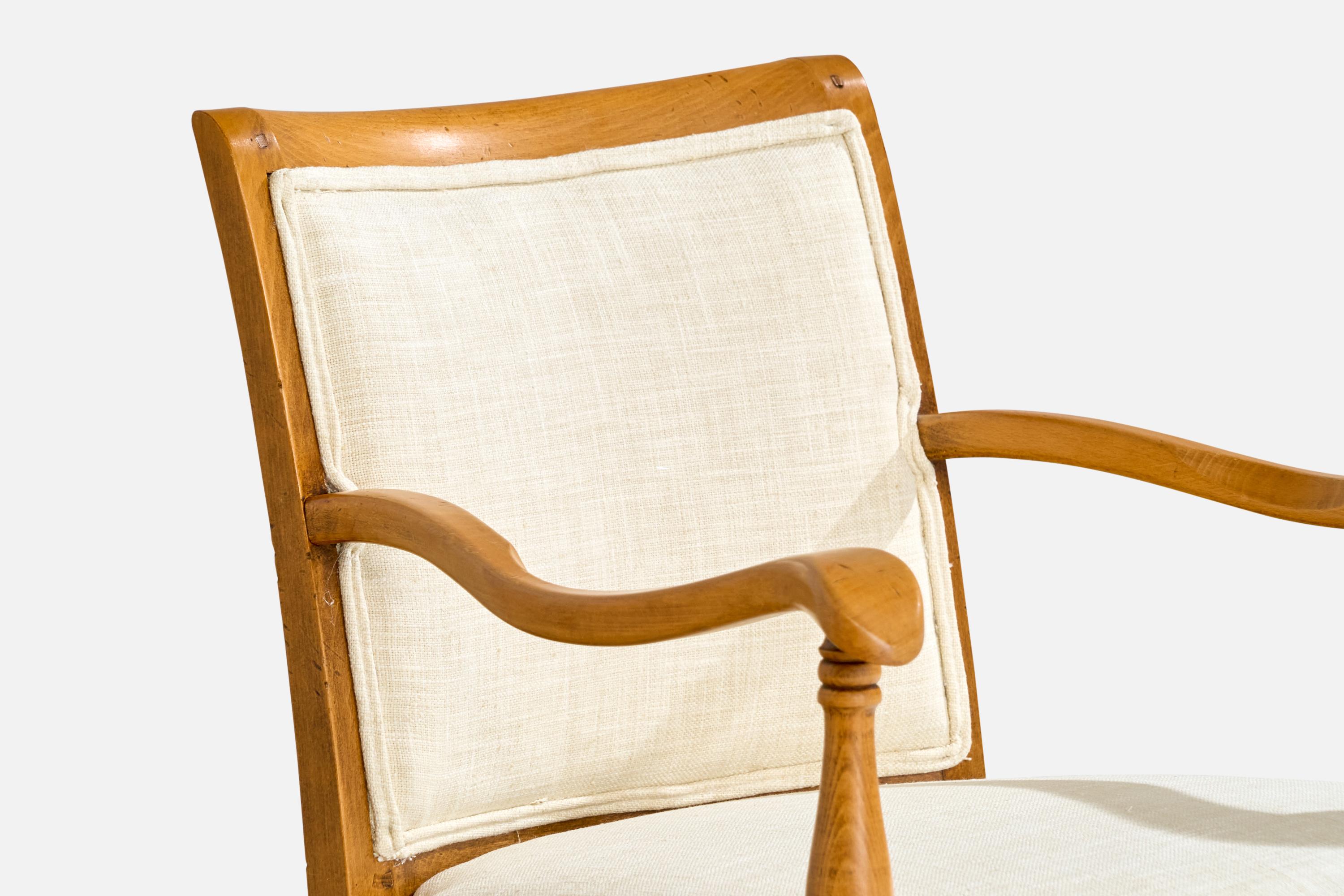 Swedish Designer, Lounge Chairs, Birch, Fabric, Sweden, 1930s en vente 2