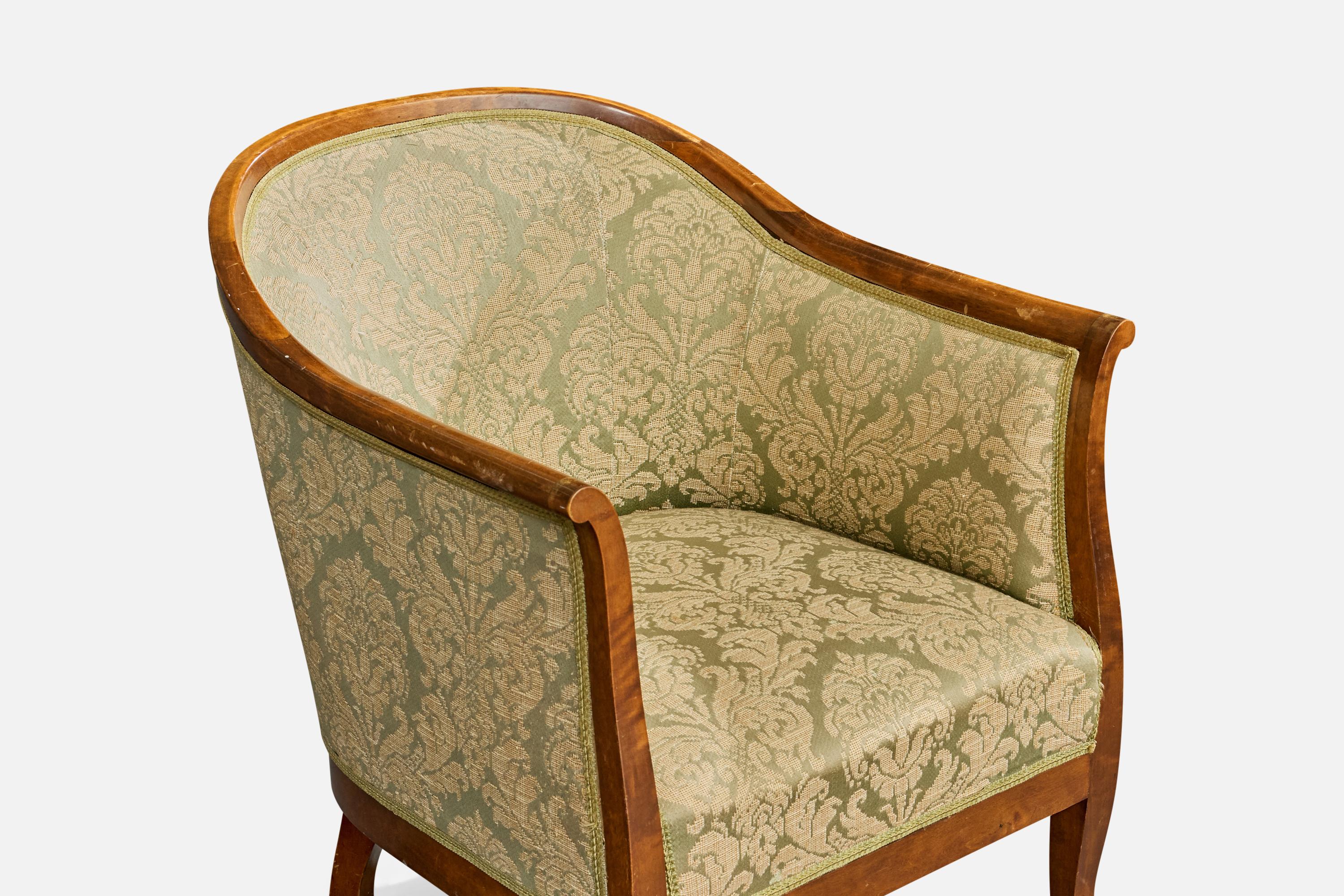 Designer suédois, fauteuils de salon, bouleau, tissu, Suède, années 1930 en vente 1